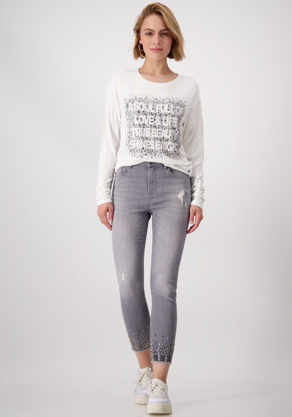 Monari Skinny Jeansbroek sieraad met glinstersteentjes