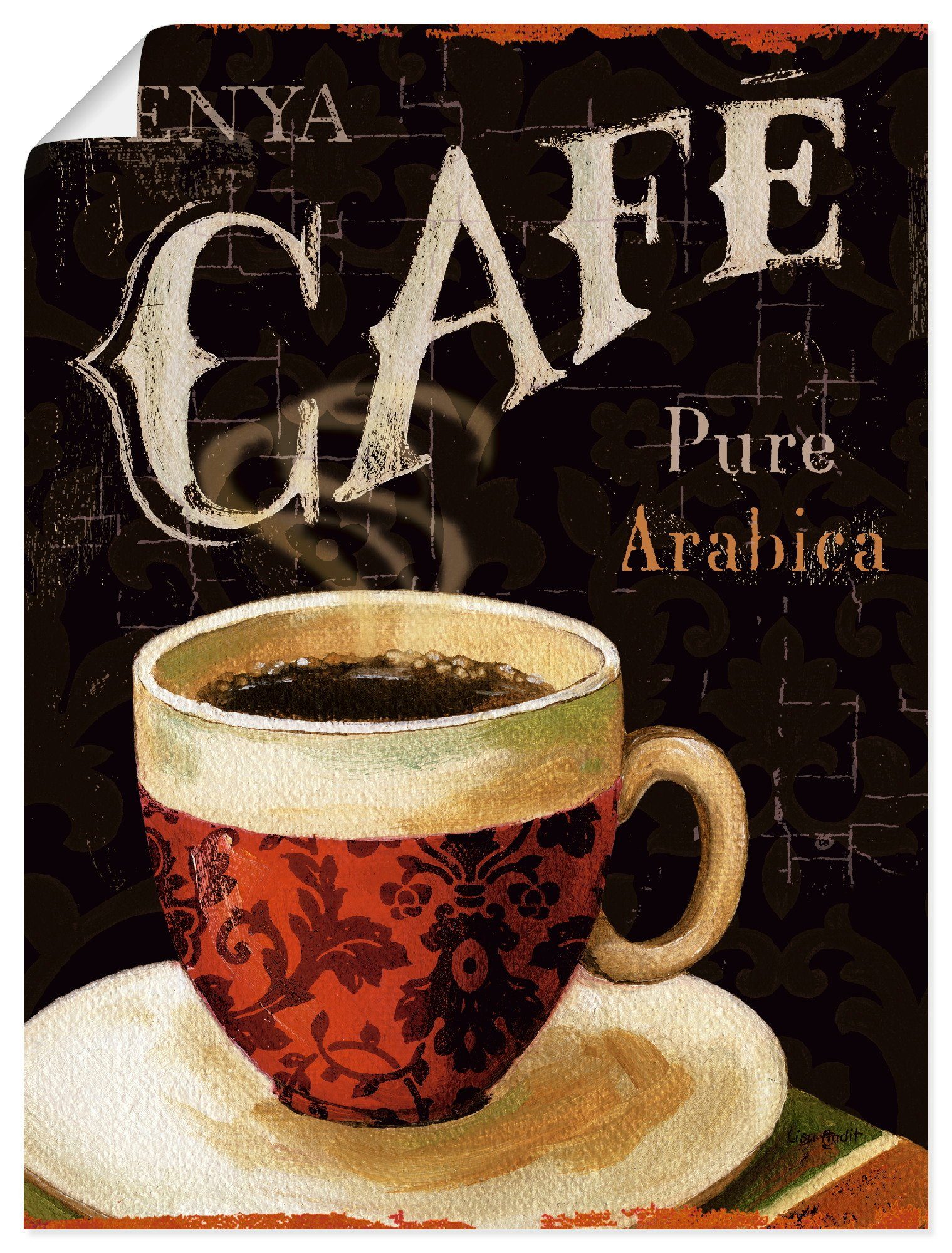 Artland Artprint De koffie van vandaag als artprint op linnen, poster in verschillende formaten maten food maat 45 cm x 60 cm rood