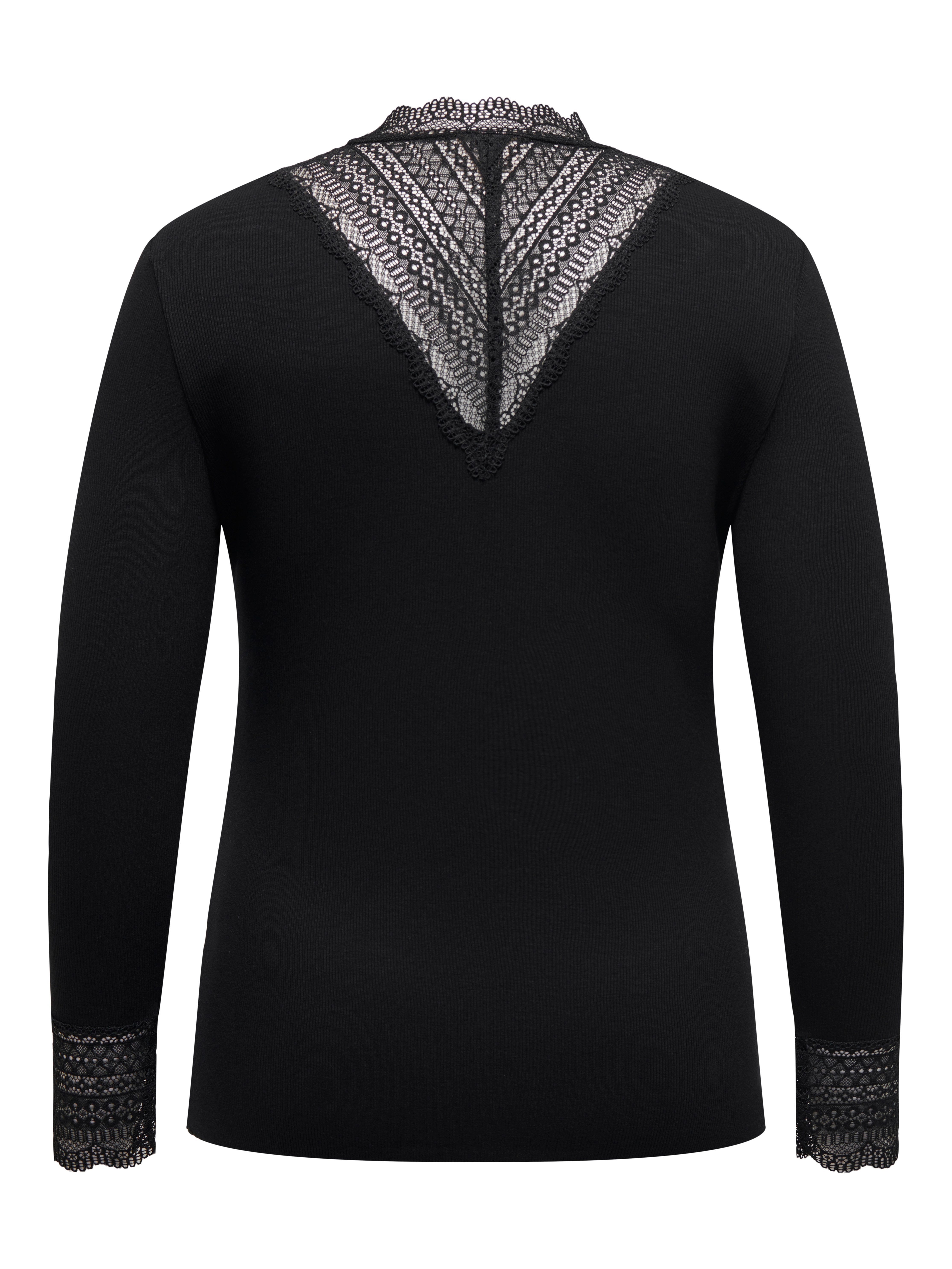 ONLY CARMAKOMA Shirt met lange mouwen CARTILDE RIB LACE L/S TOP JRS NOOS