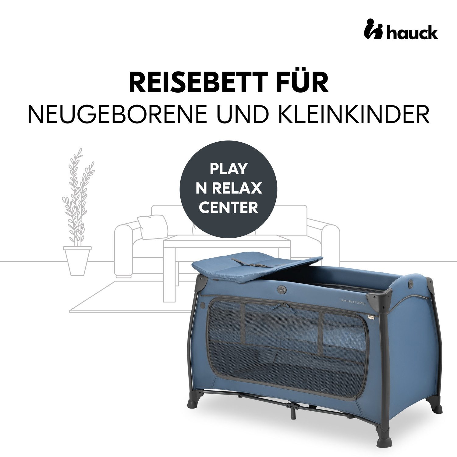 Hauck Baby-campingbed Play N Relax Center, dark blue inclusief newborn-inzet, verschoonruimte, uitgang, wielen
