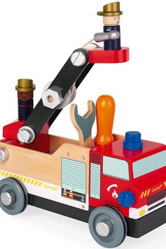janod speelgoed-brandweer brico kids fsc-hout uit duurzaam beheerde bossen rood