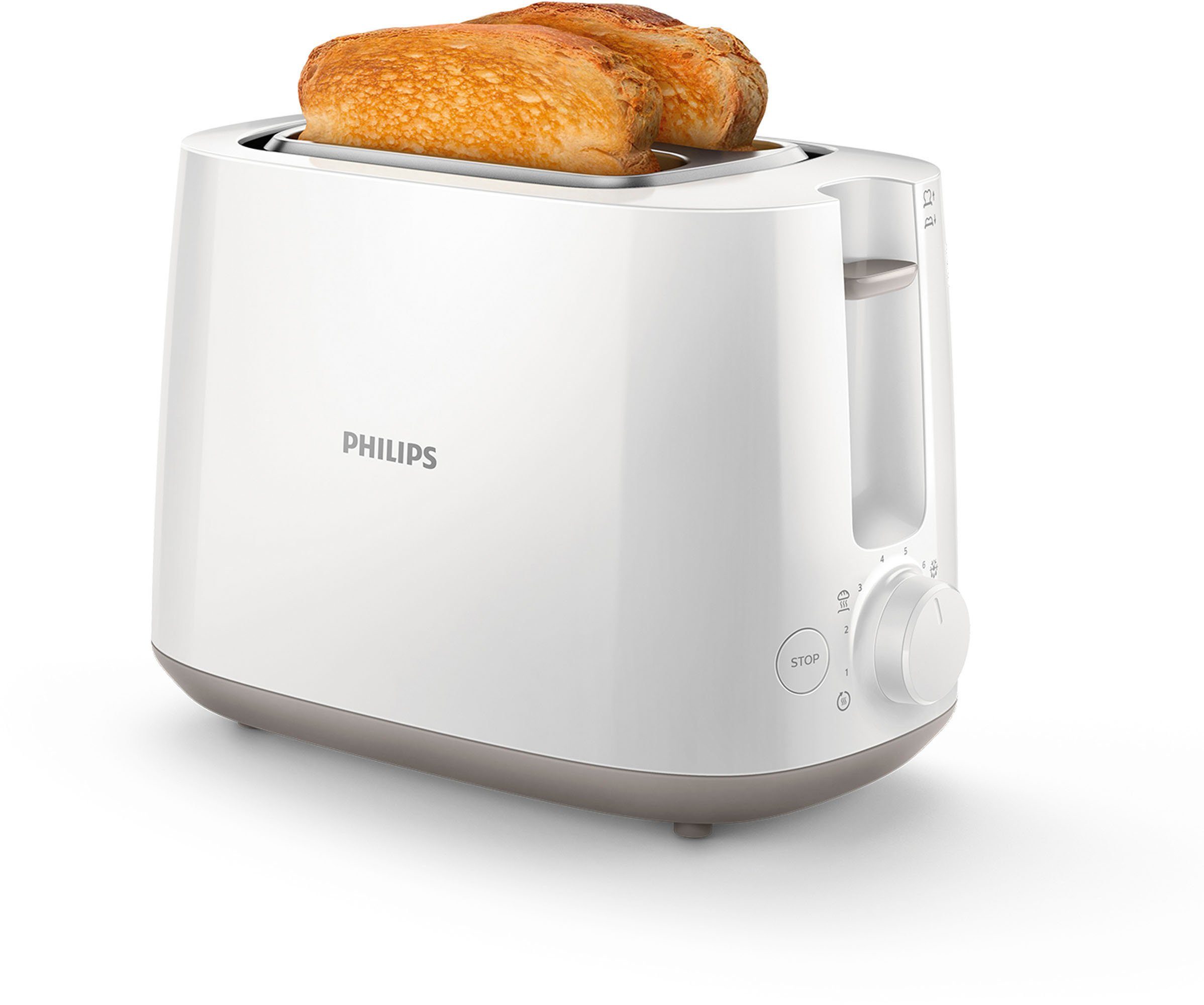 Philips Toaster HD2581/00 geïntegreerde opzethouder voor broodjes, wit