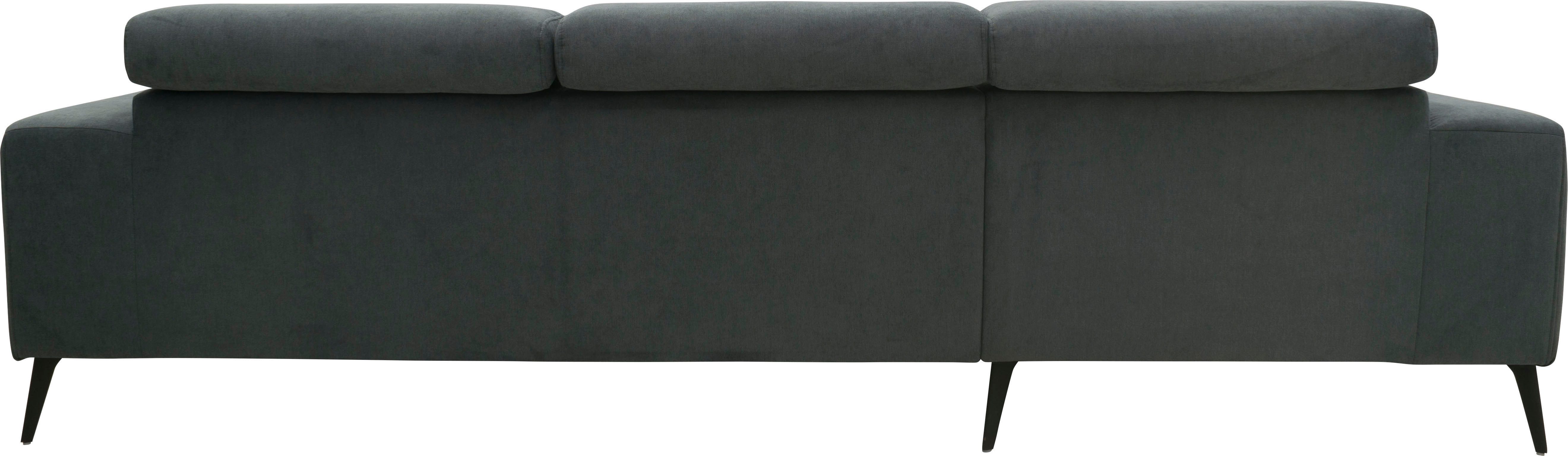 DOMO collection Hoekbank Trento L-vorm, met sledevoet of enkele voet naar keuze met verstelbare hoofdsteun, récamier links/rechts bestelbaar