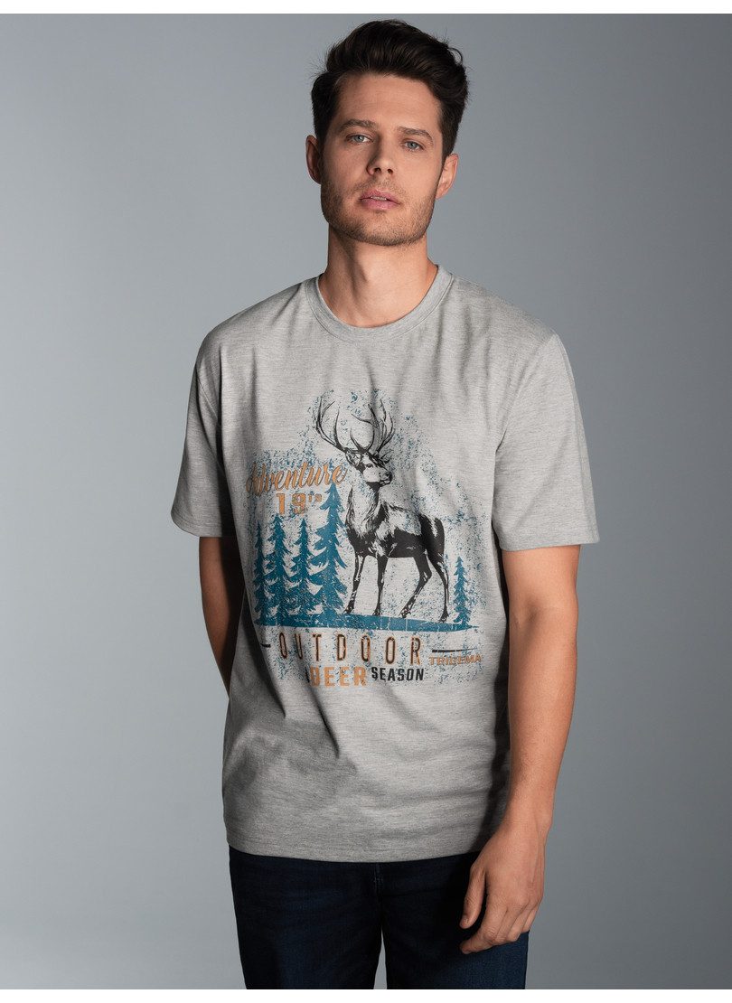 Trigema T-shirt TRIGEMA T-shirt met grote hert-print (1-delig)