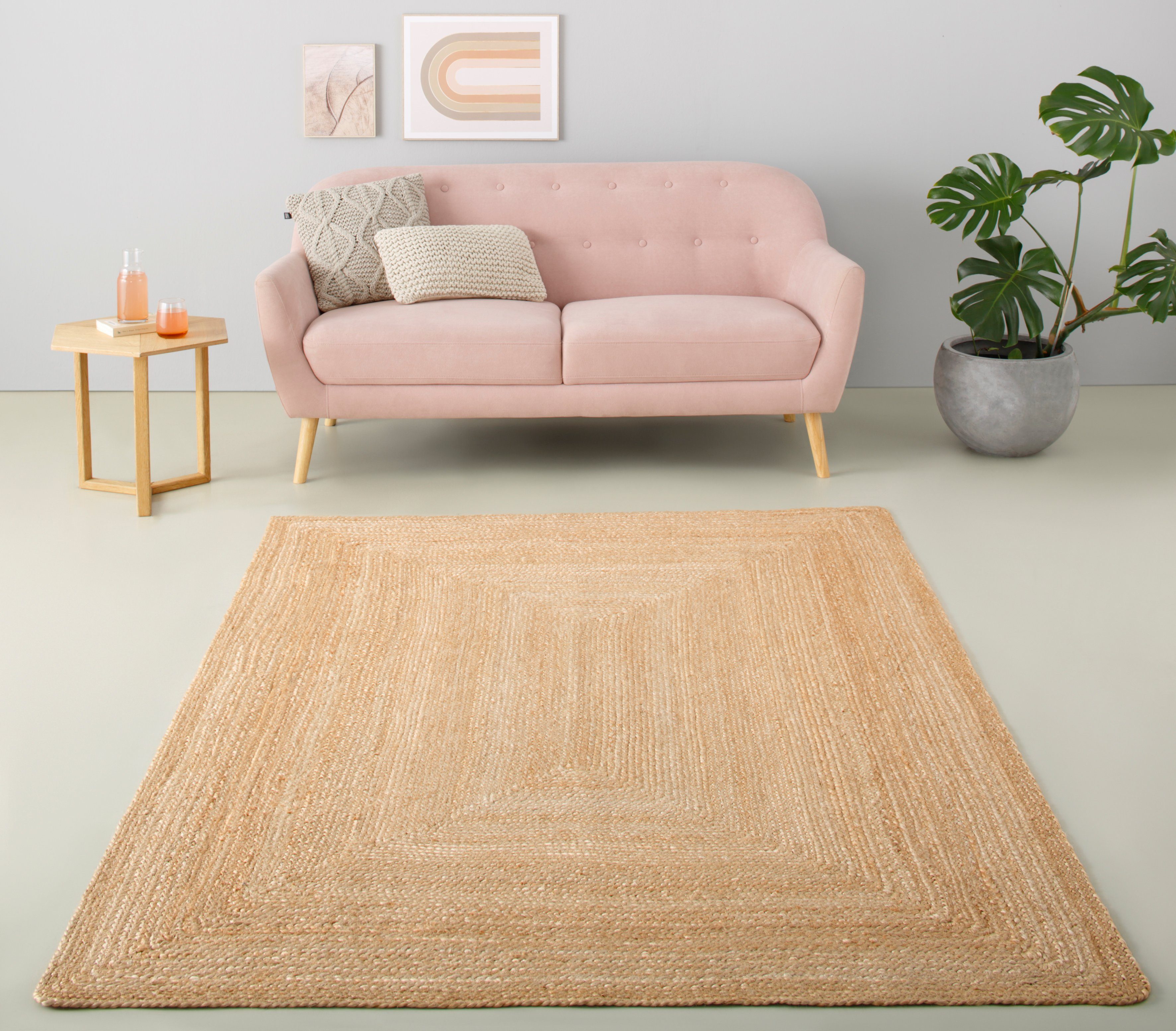 my home Vloerkleed Naturala, jute tapijt, handgemaakt Natuurlijk product, jute, Boho, omkeerbaar tapijt, woonkamer, eetkamer