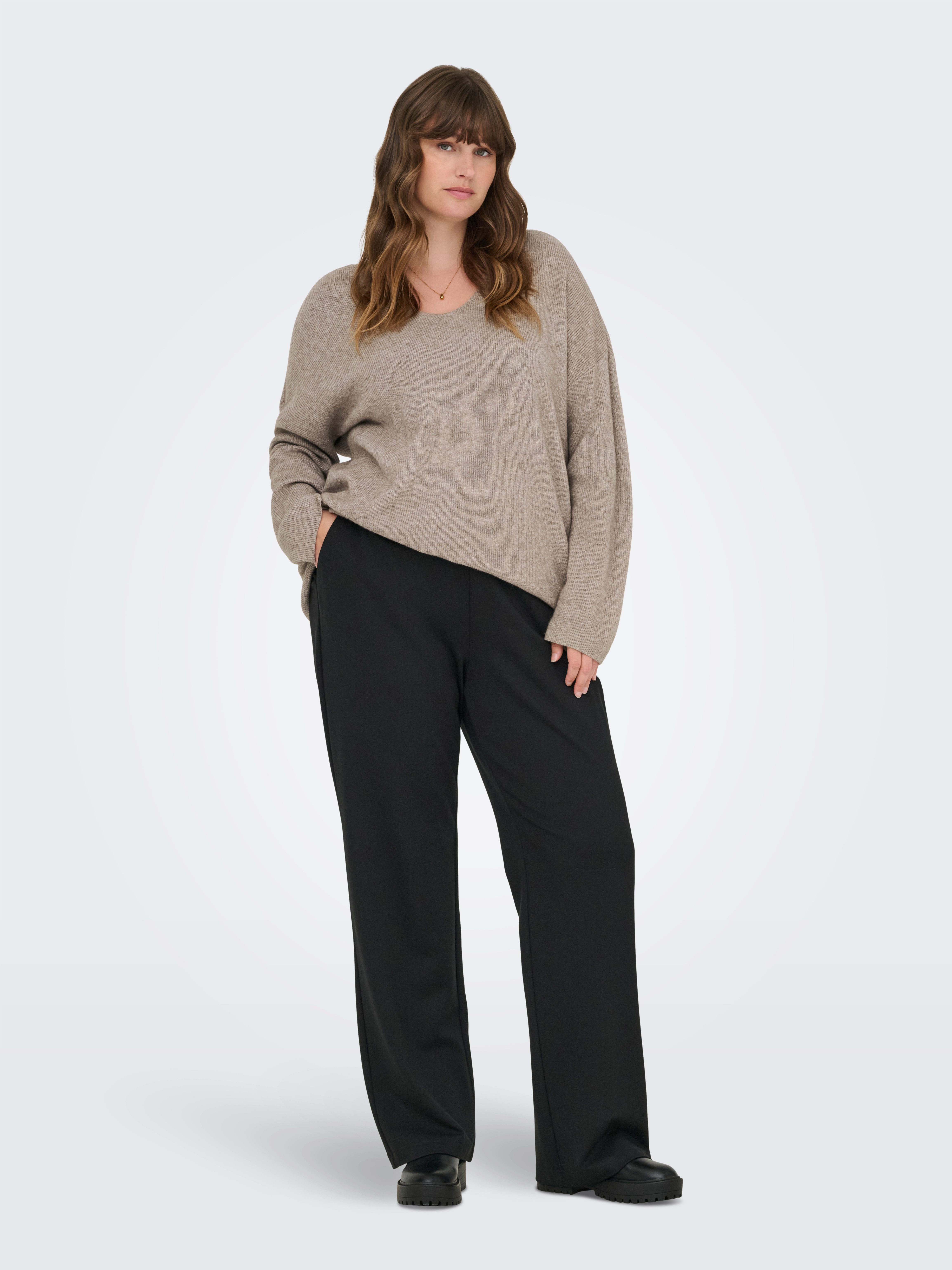 ONLY CARMAKOMA Trui met V-hals CARIBI LS RIB LOOSE V-NECK CC KNT