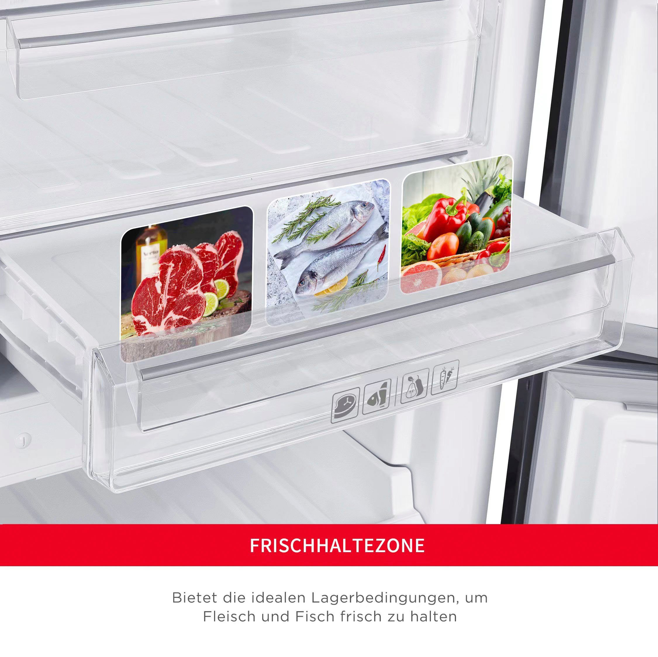 Hanseatic Koel-vriescombinatie HKGK18560CNFWDI NoFrost, Waterdispenser (1 stuk)