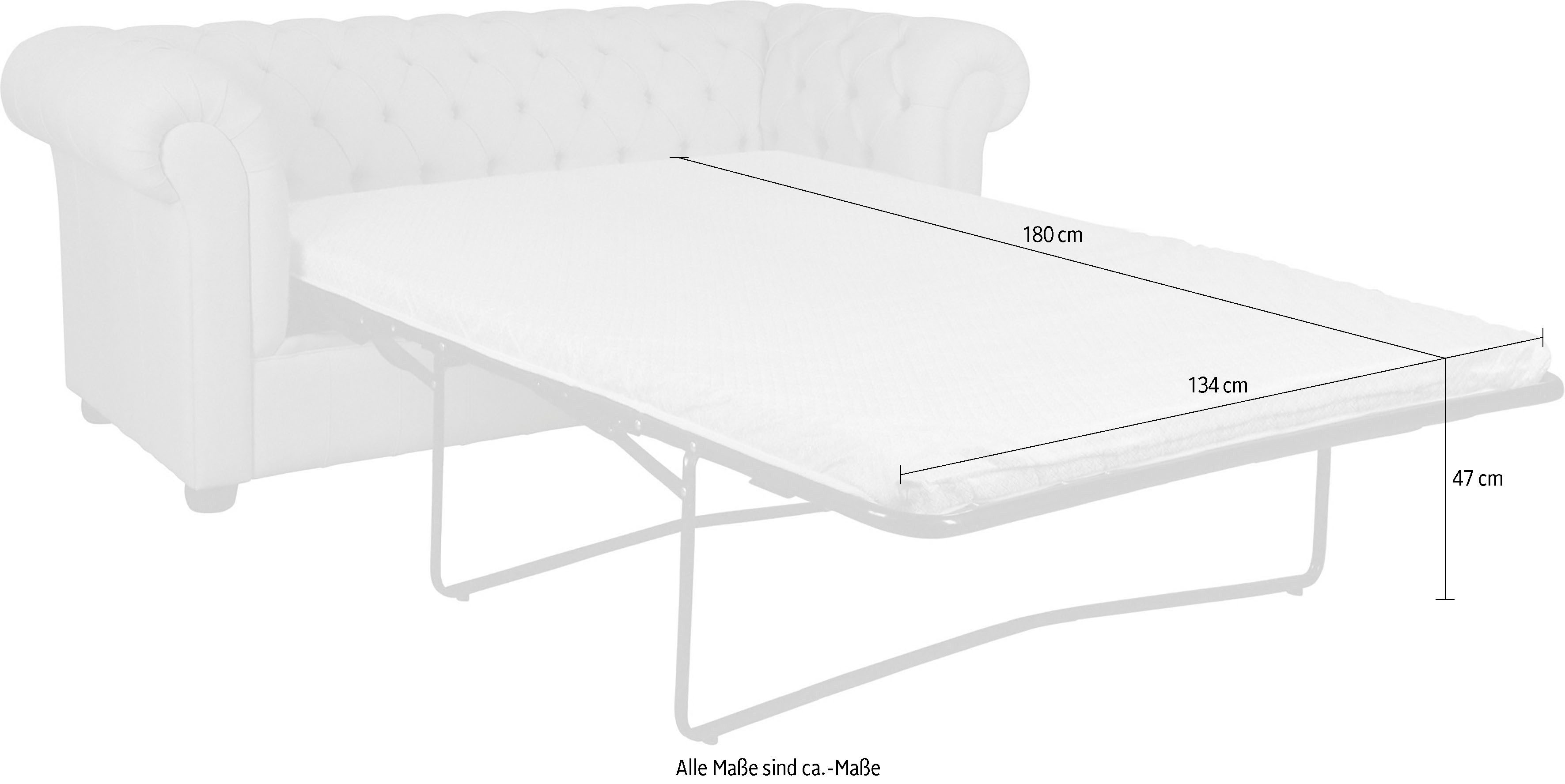 Home affaire 3-zitsbank CHARENTE, optionele slaapbank, Chesterfield-sofa, bedfunctie met edele knoopbevestiging en typische armleuningen, b/d/h 198/89/74 cm