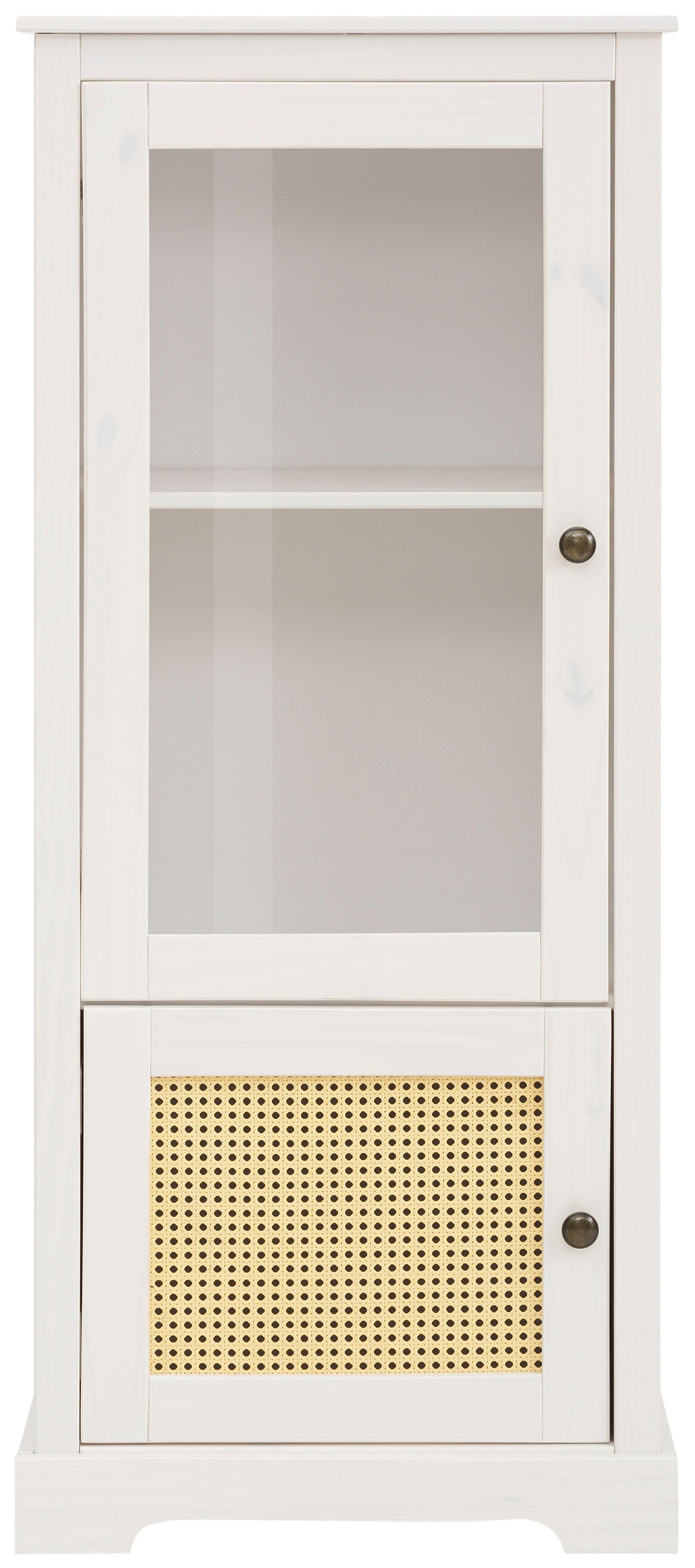 Home affaire Vitrinekast LINDA van massief grenenhout, met mooie metalen handgrepen