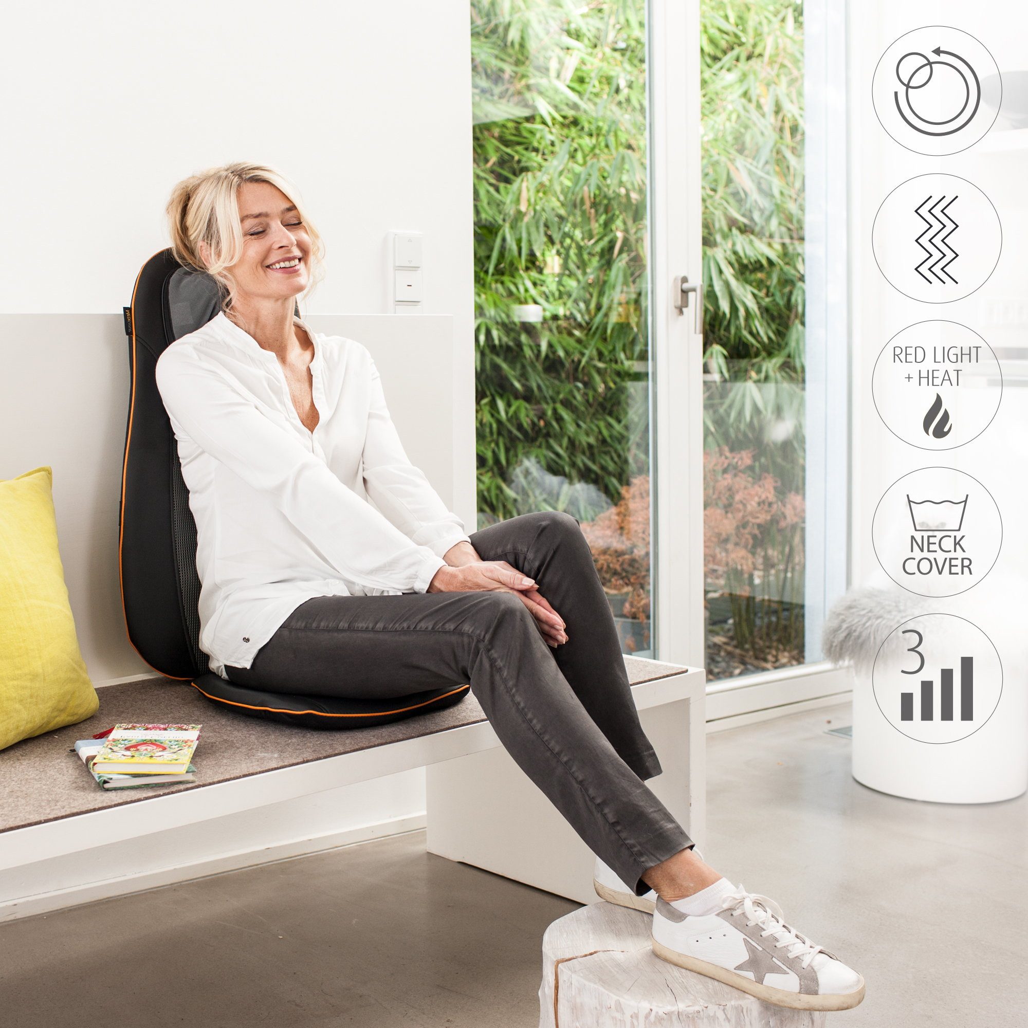 Medisana Shiatsu-massagekussen MCN 88930 3 massagezones, nekmassage, rode licht-/warmtefunctie, wasbare hoes