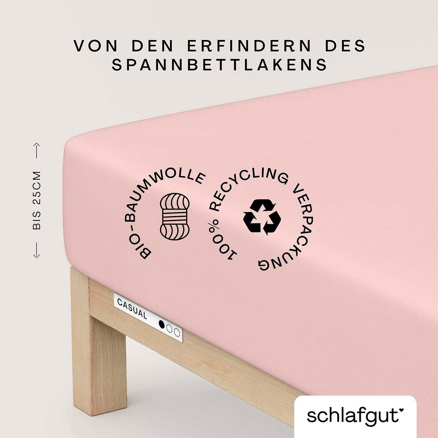 Schlafgut Hoeslaken CASUAL o.a. in maat 90x200, 140x200 of 180x200 cm, 100% biologisch katoen Dekbedovertrek voor matrassen tot 25 cm hoogte,