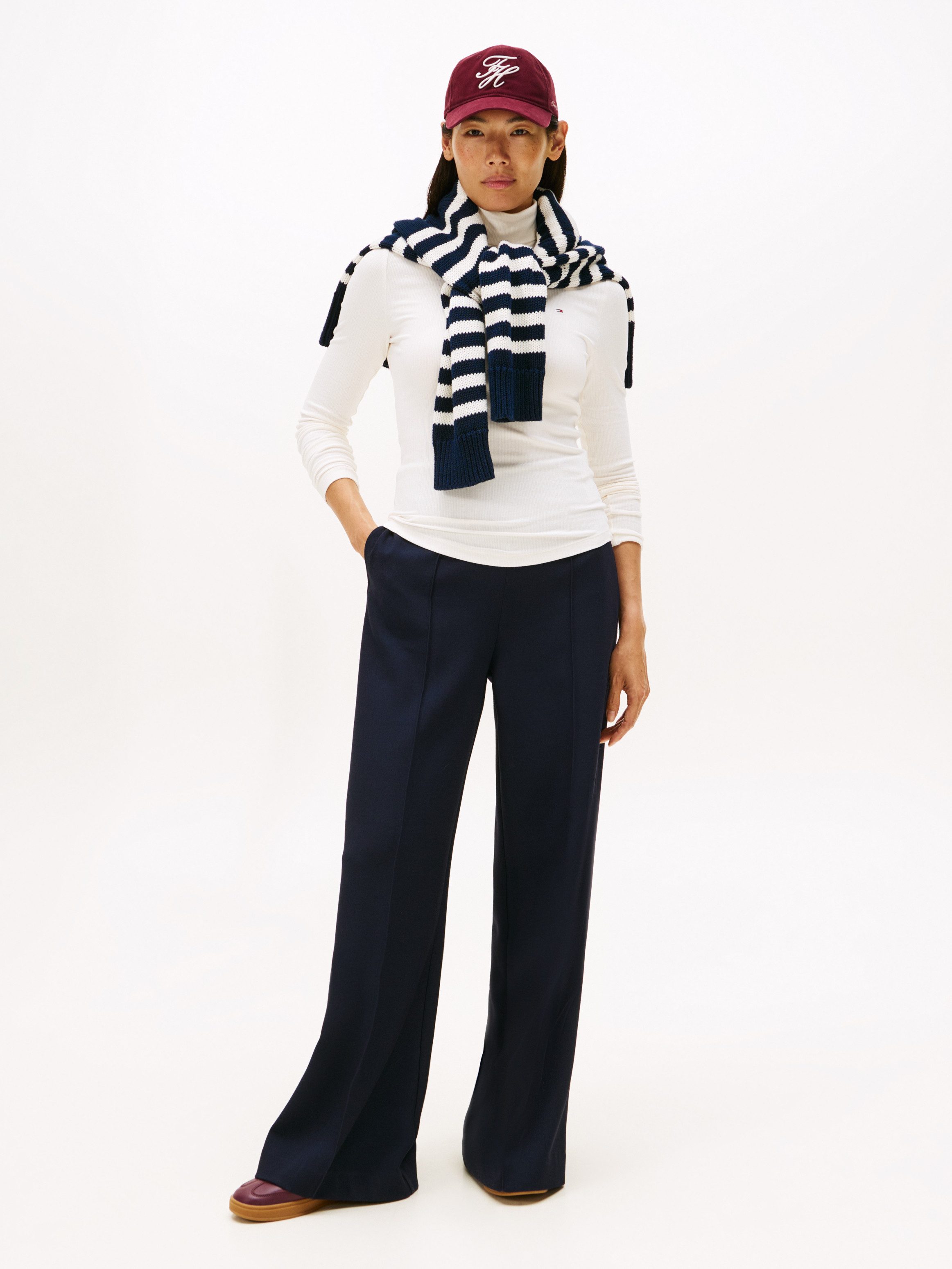 Tommy Hilfiger Shirt met lange mouwen SLIM 5X2 RIB ROLL-NK LS in een geribde structuur