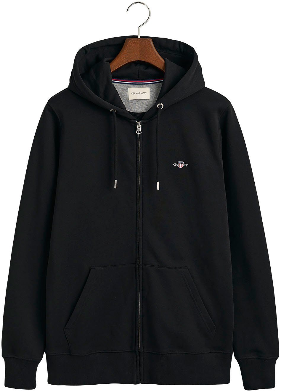 Gant Capuchonsweatvest REG SHIELD FULL ZIP HOODIE met logoborduursel op borsthoogte