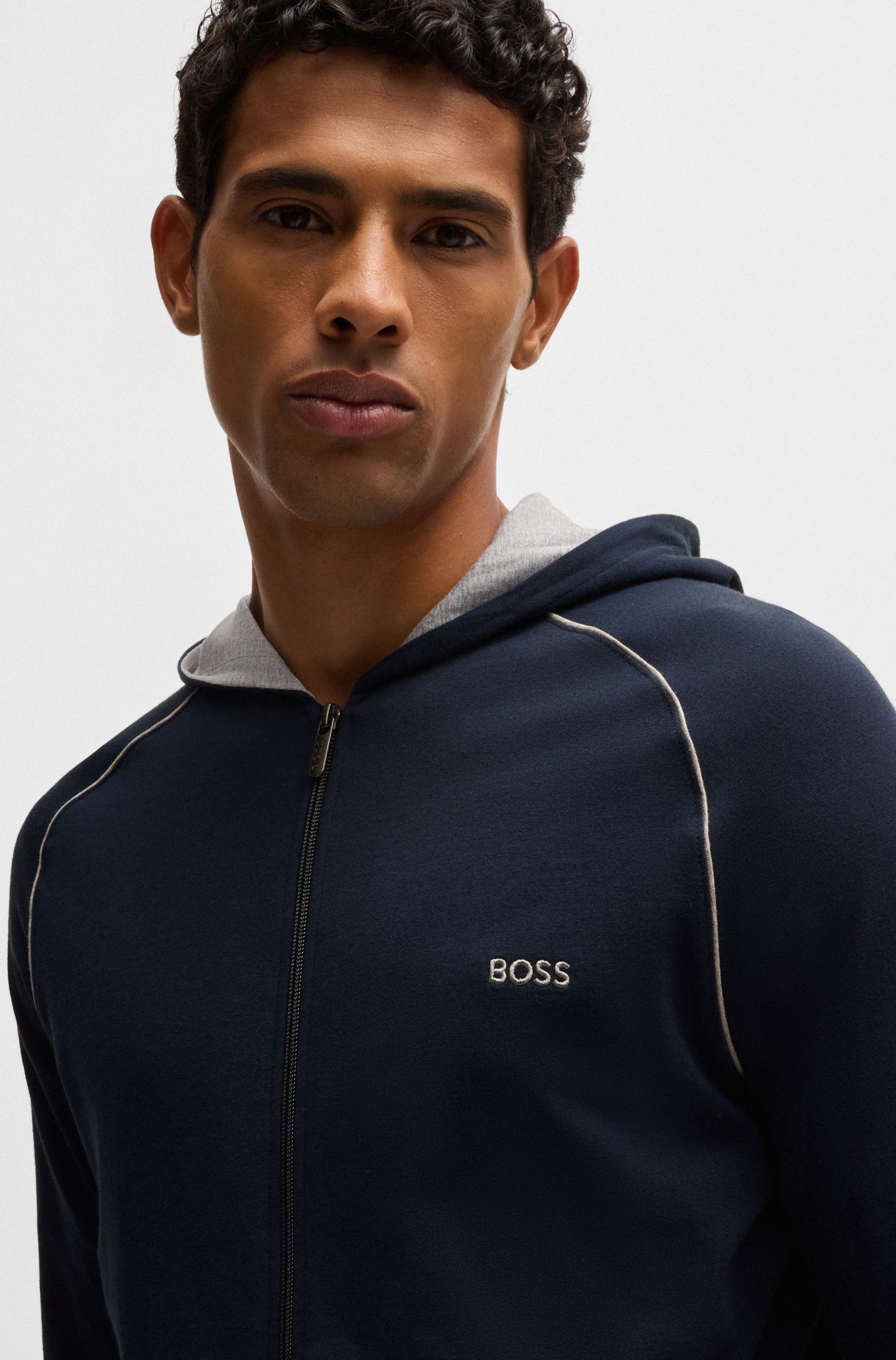 BOSS Capuchonsweatvest Mix&Match Jacket H met boss-borduursel op de borst
