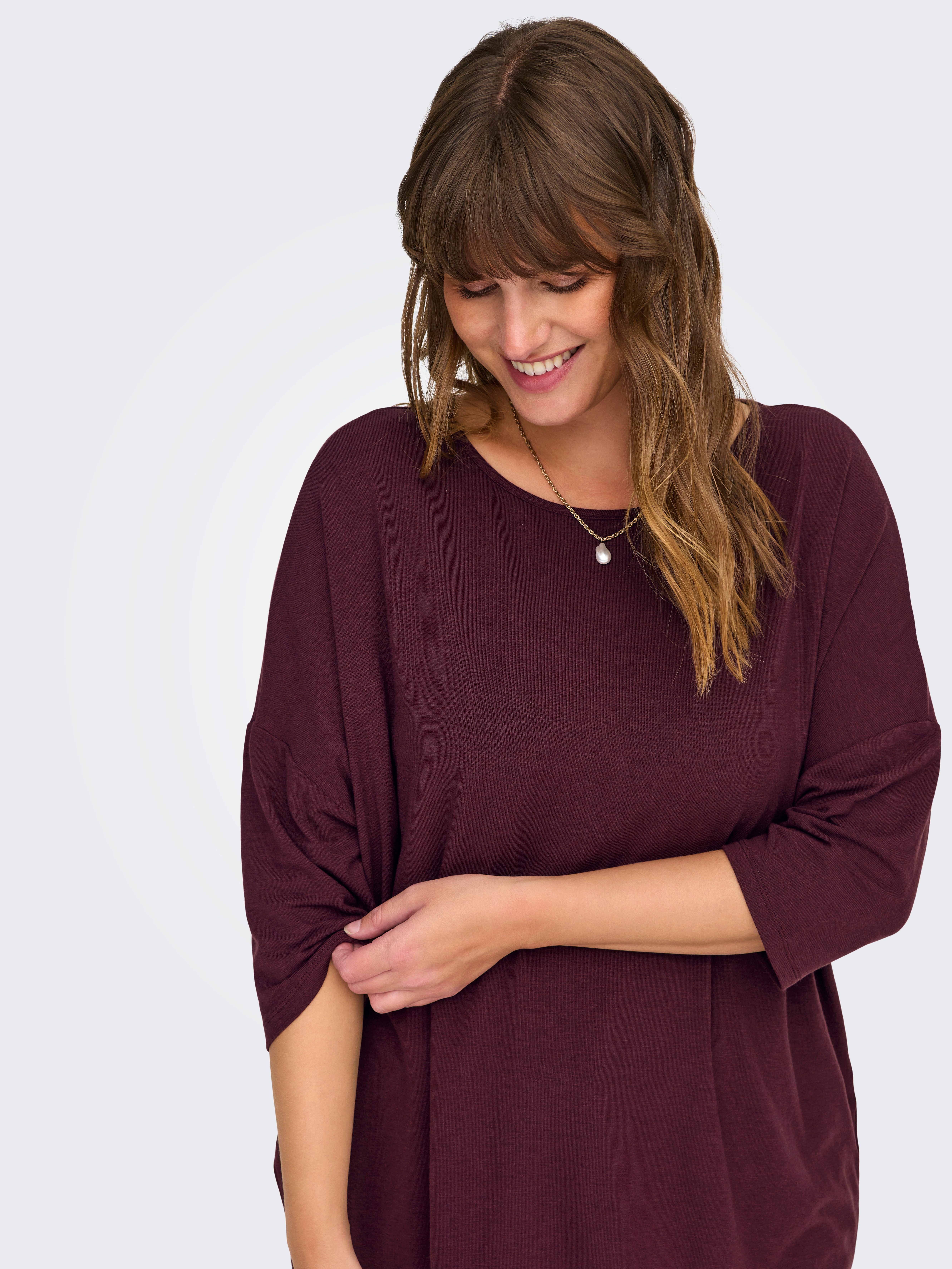 ONLY CARMAKOMA Shirt met 3/4 mouwen CARLAMOUR 3/4 TOP JRS NOOS