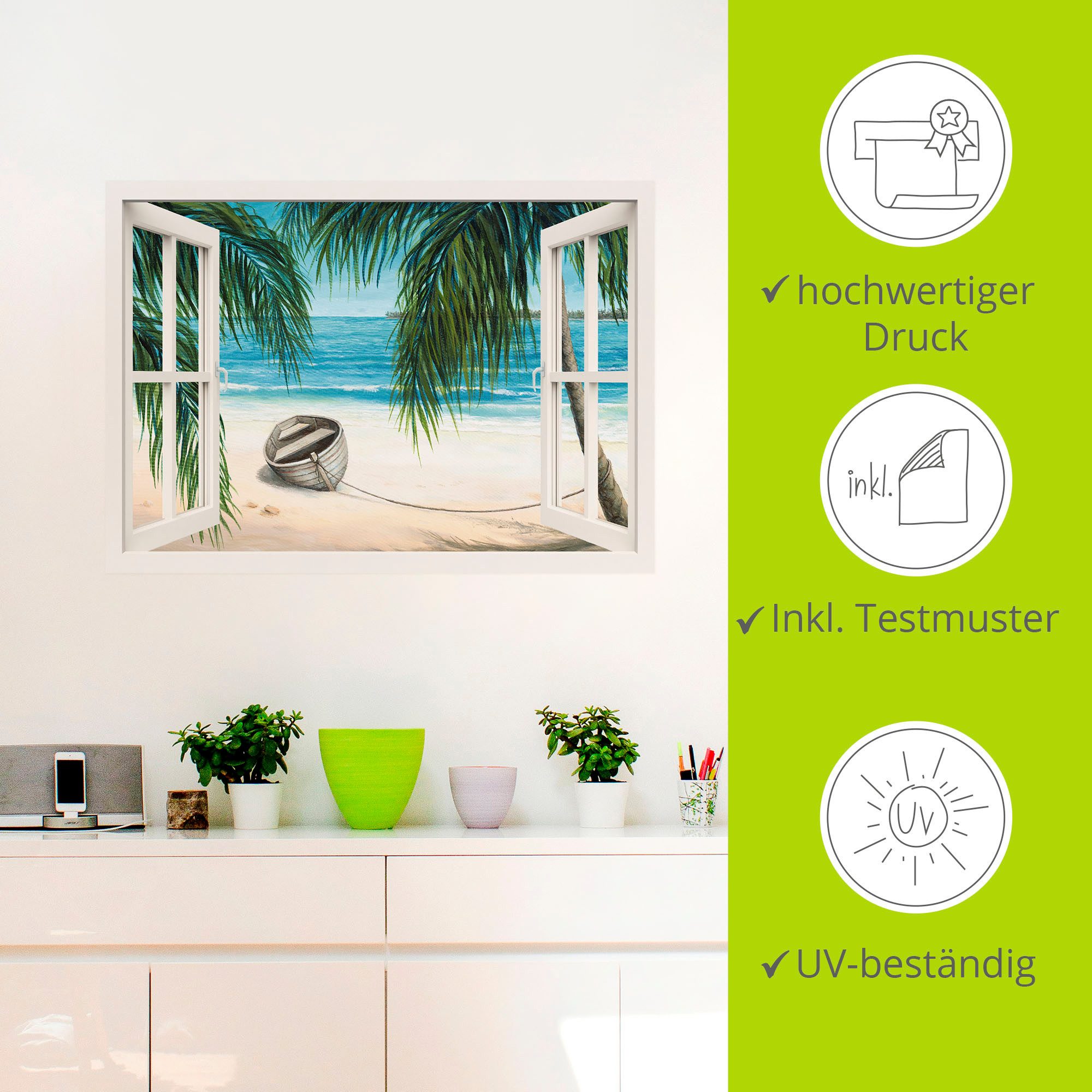 Artland Artprint Blik uit het venster - Caribic als artprint op linnen, muursticker in verschillende maten