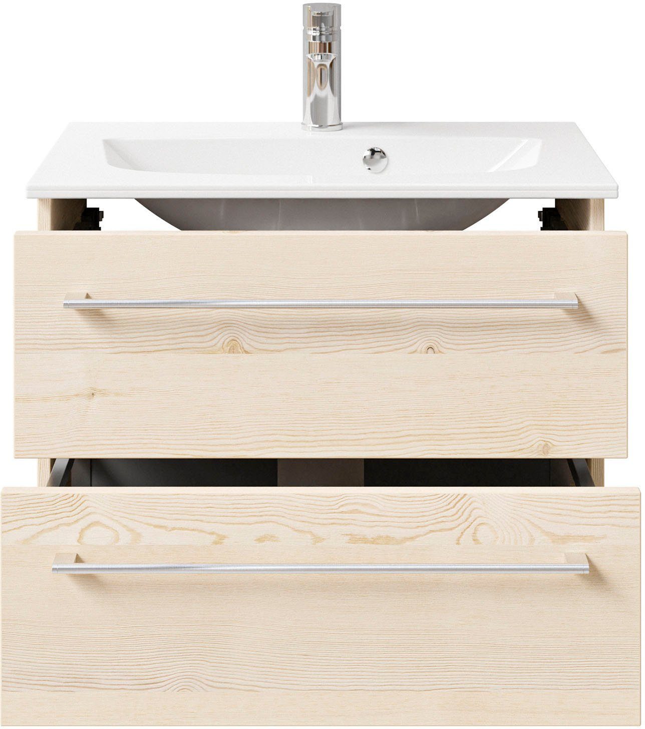 Saphir Wastafelonderkast Serie 6025 mineraalmarmeren wastafel met onderkast, 67 cm breed (2-delig)