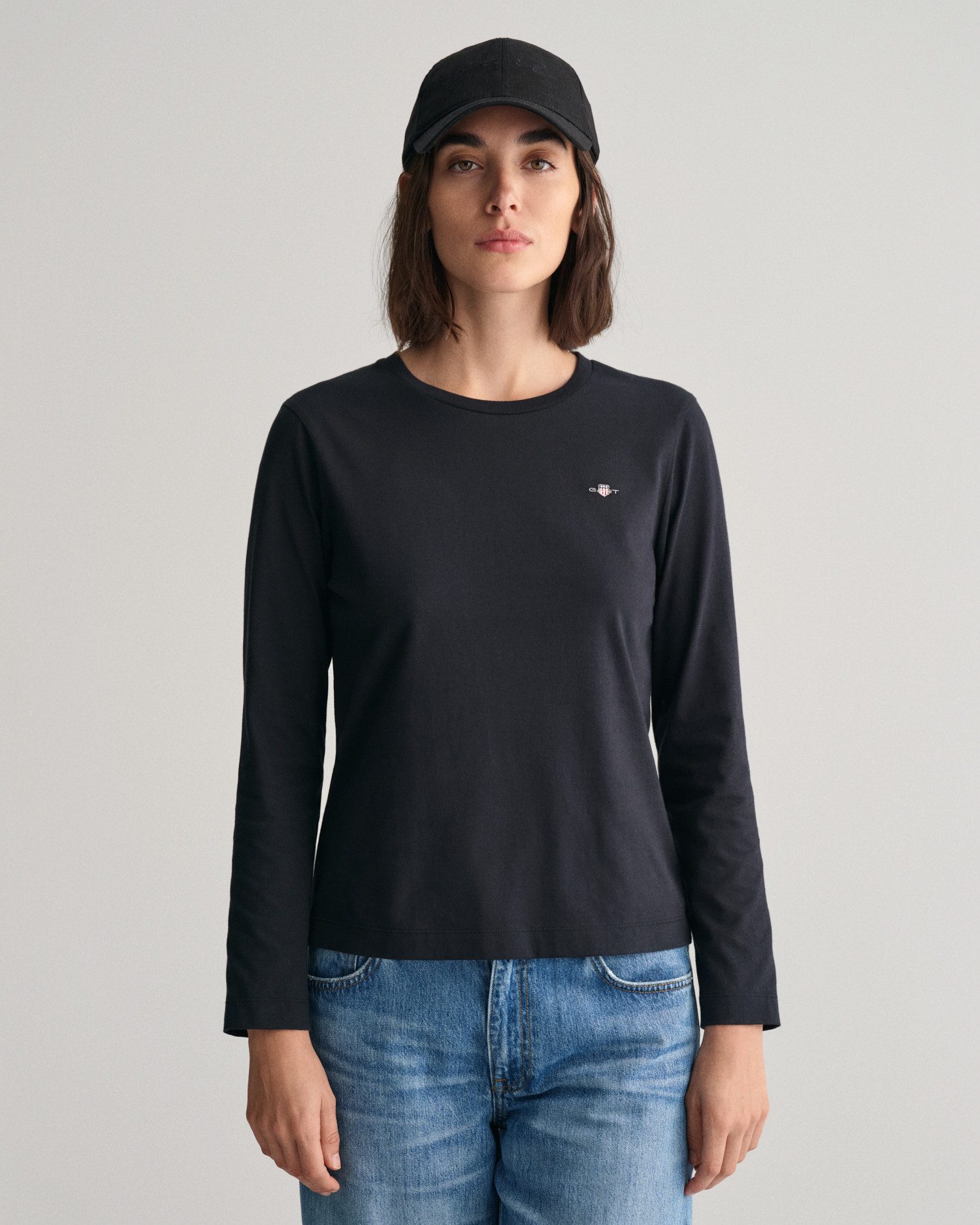 Gant Shirt met lange mouwen REG SHIELD LS T-SHIRT klein logoborduursel op borsthoogte