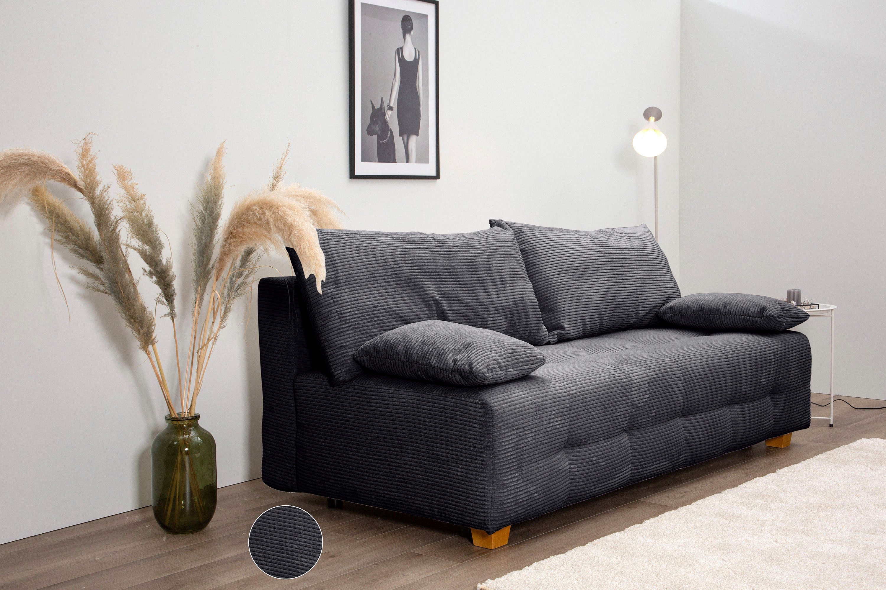 COLLECTION AB Slaapbank Bella Slaapbank, bedlade, bonellvering, rugkussen, armleuningkussen