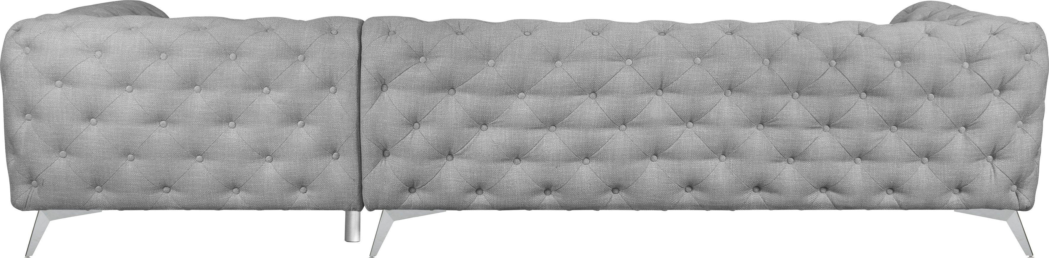 Leonique Chesterfield-bank Glynis L-vorm luxueuze capitonnage, moderne chesterfield look, kleur van de poten ter keuze
