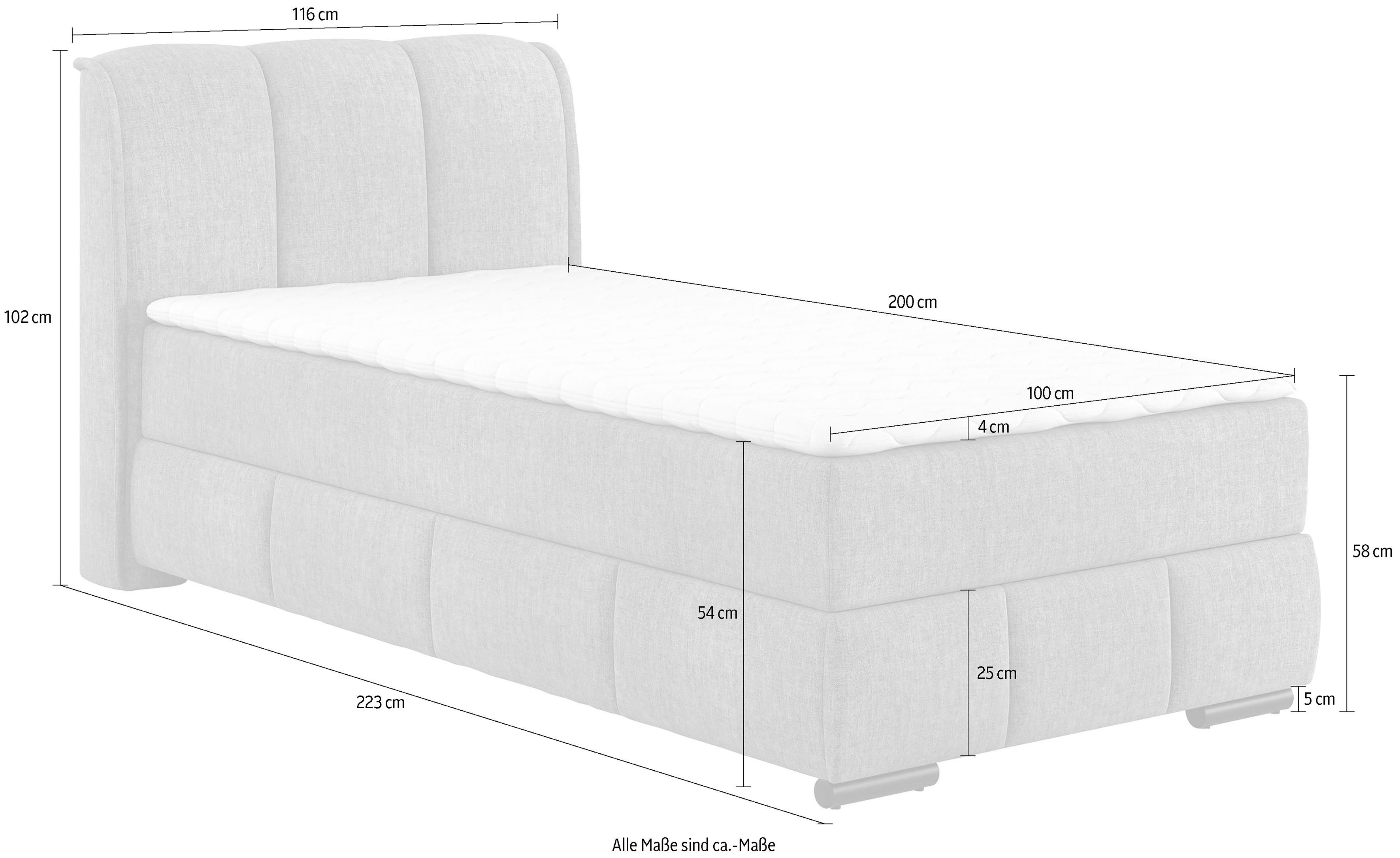 Mr. Couch Boxspring Bethany met bedkist, incl. matras Topmatras en sierkussen, in verschillende hardheden beschikbaar