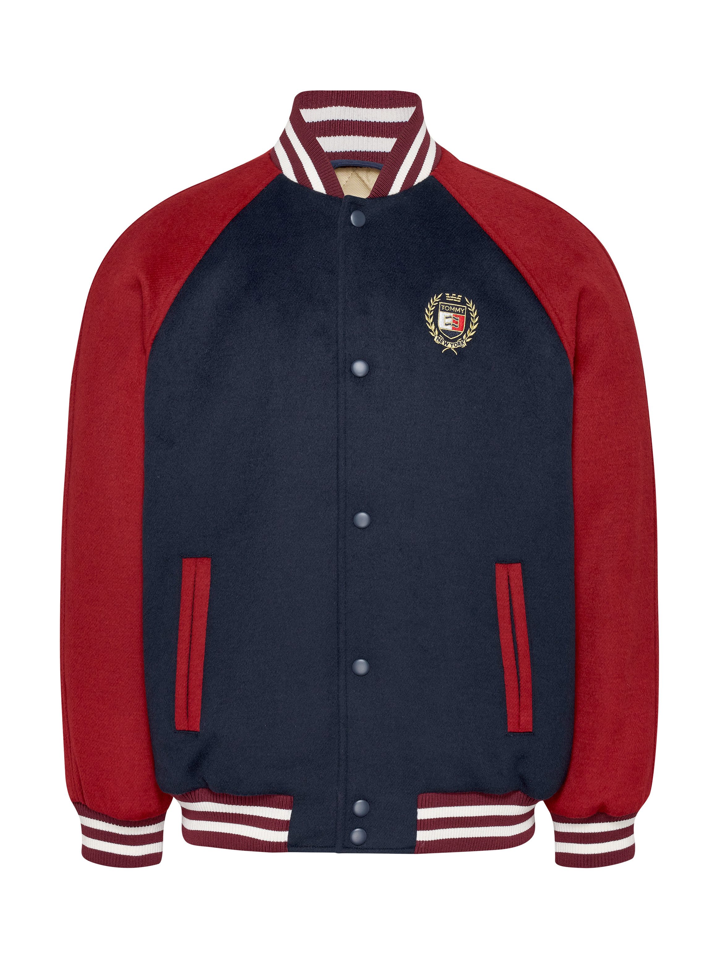 TOMMY JEANS Bomberjack TJM WOOL BLEND CREST BOMBER Color Block-ontwerp -wapen-borduursel op de borst
