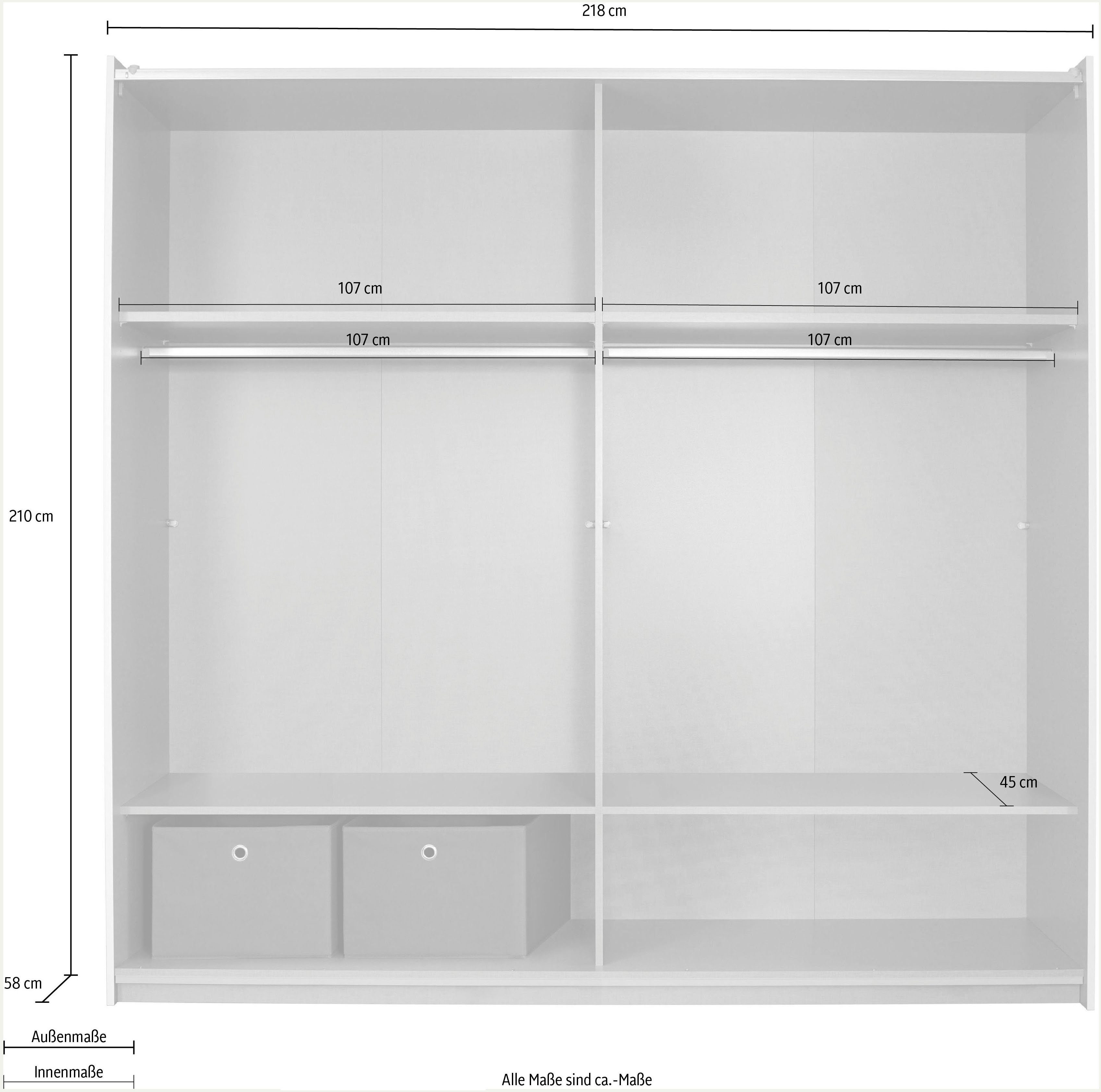 rauch Zweefdeurkast Kledingkast kast garderobe ASTANA met soepel lopende deuren inclusief 2 stoffen dozen en metalen grepen topseller made in germany