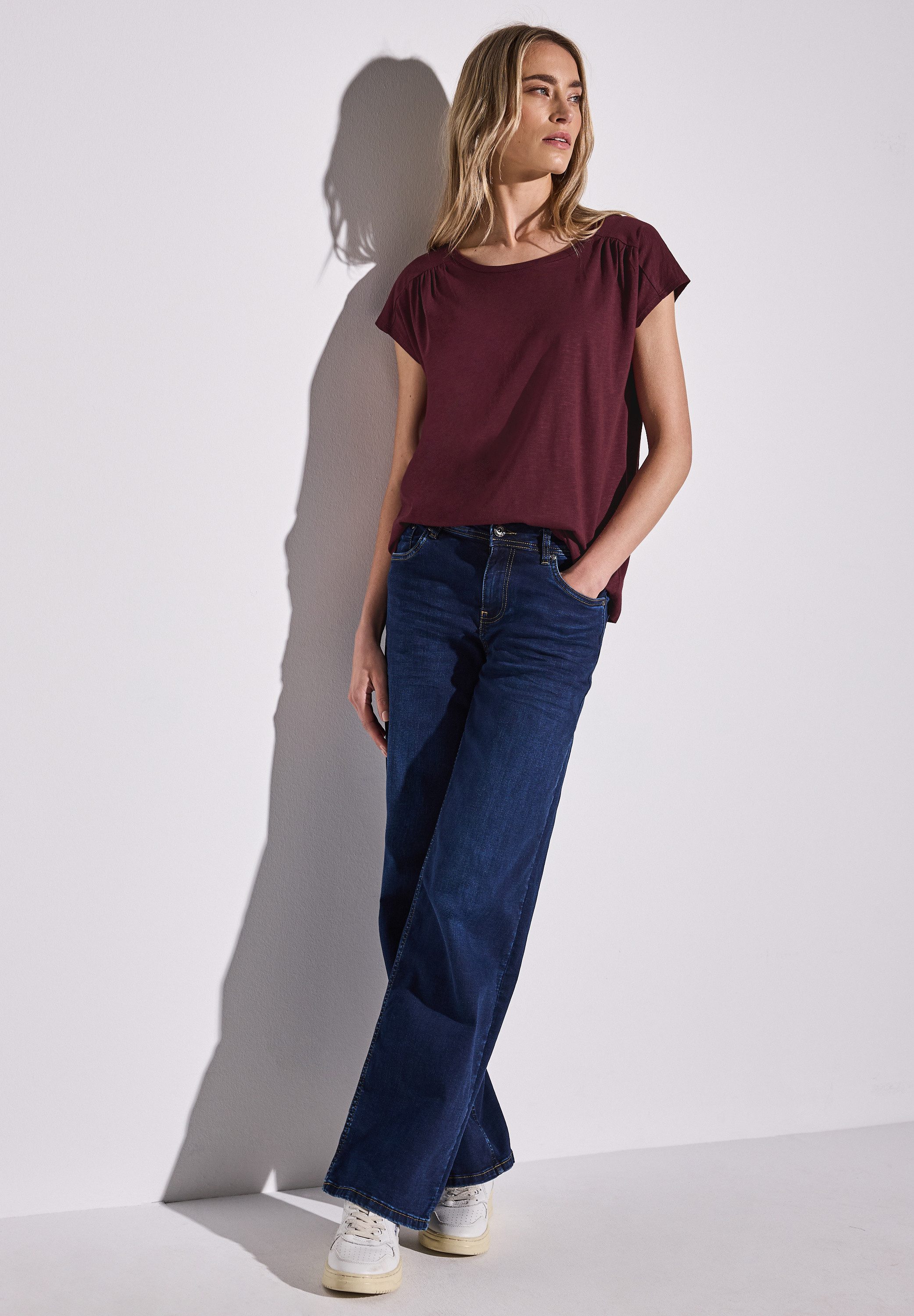 STREET ONE Shirttop met aanrimpeling op de schouder