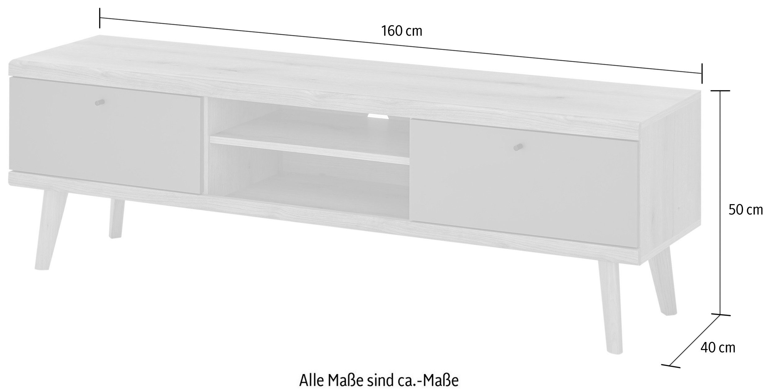 INOSIGN Tv-meubel MAVAS in moderne trendkleur, handgrepen van metaal (zwart), breedte 160 cm