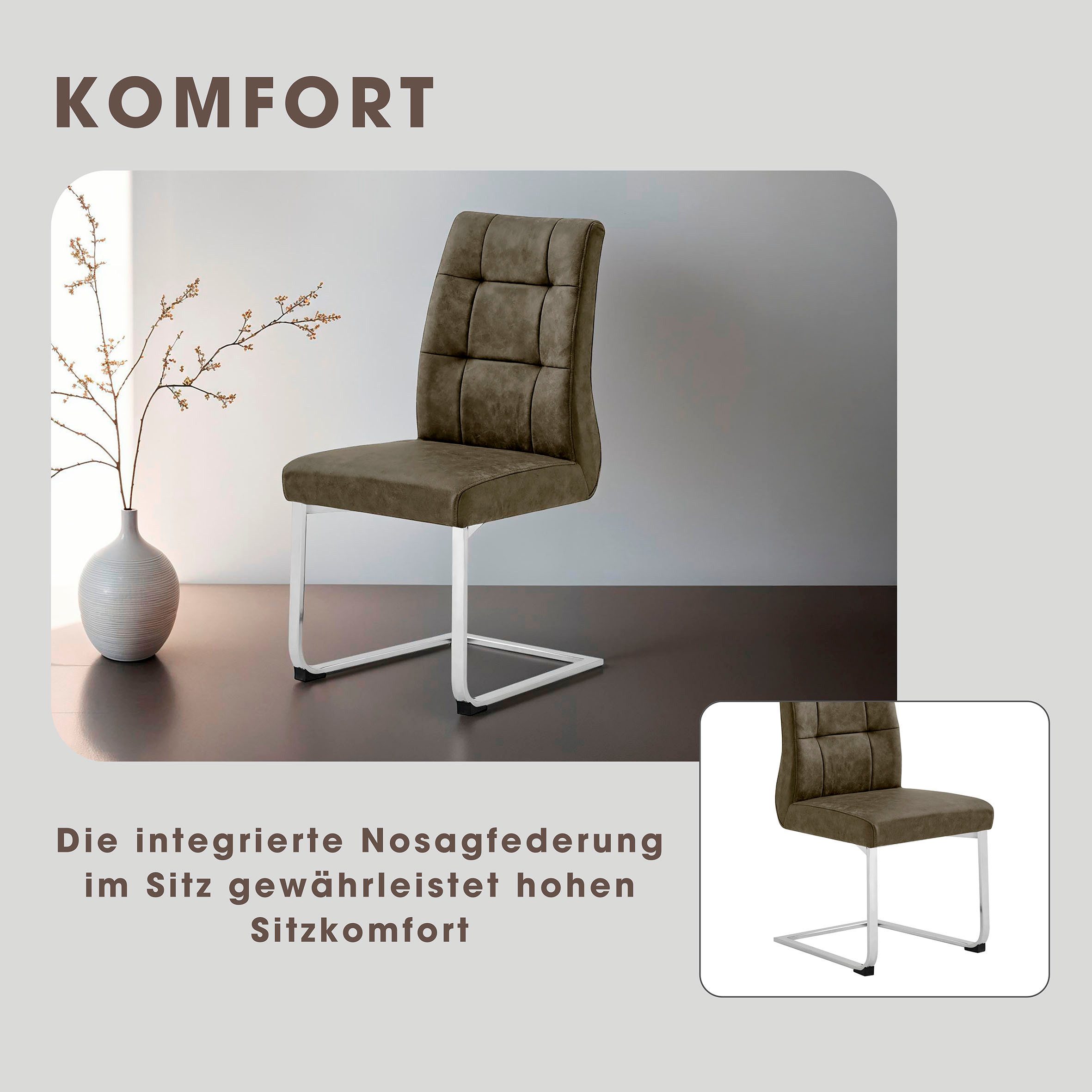 byLIVING Eetkamerstoel Marlen XXL belastbaar tot 150 kg, vintage bekleding, sledestoel (set, 2 stuks)