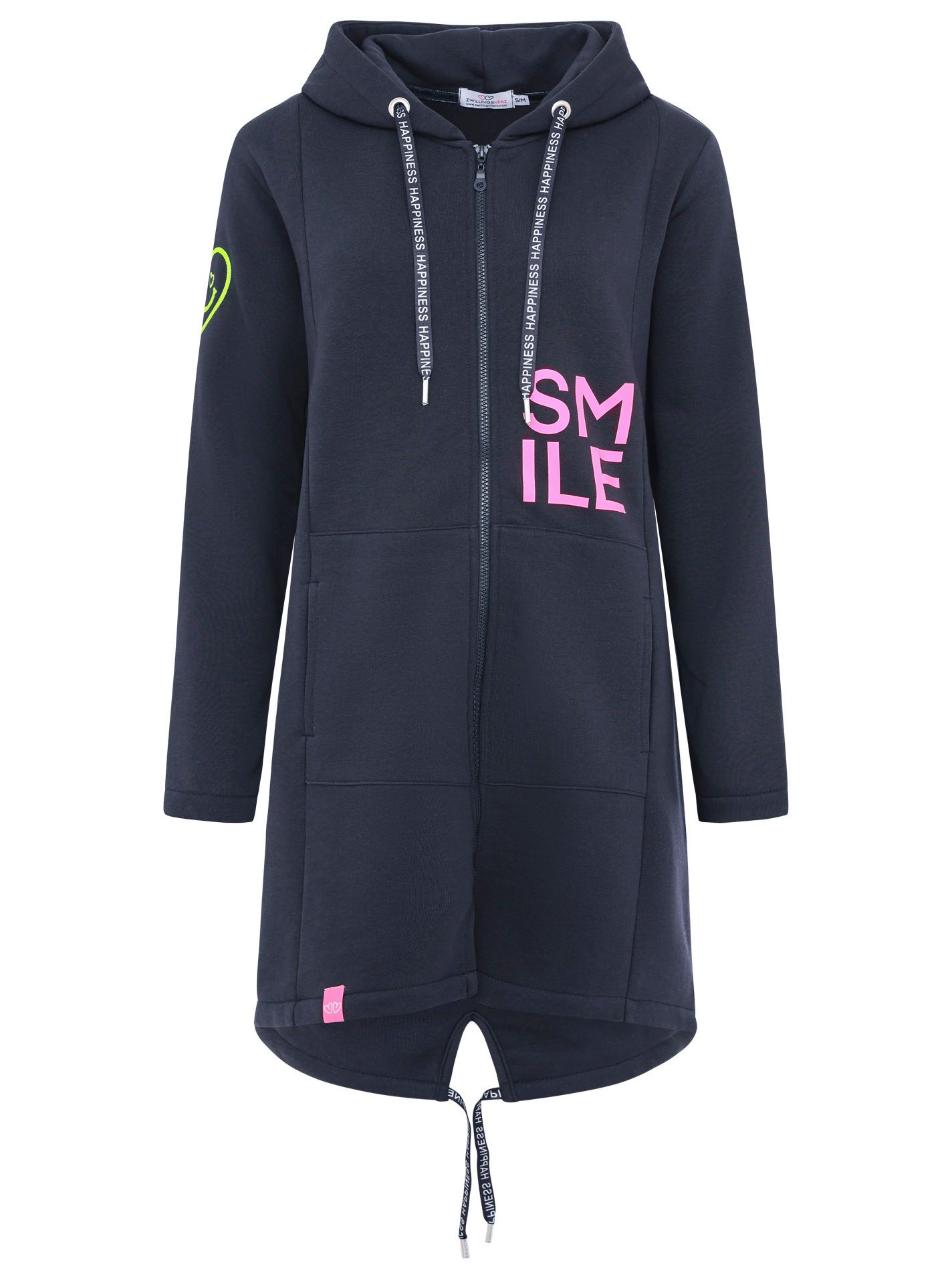 Zwillingsherz Jersey jas Alissa met capuchon en smile print