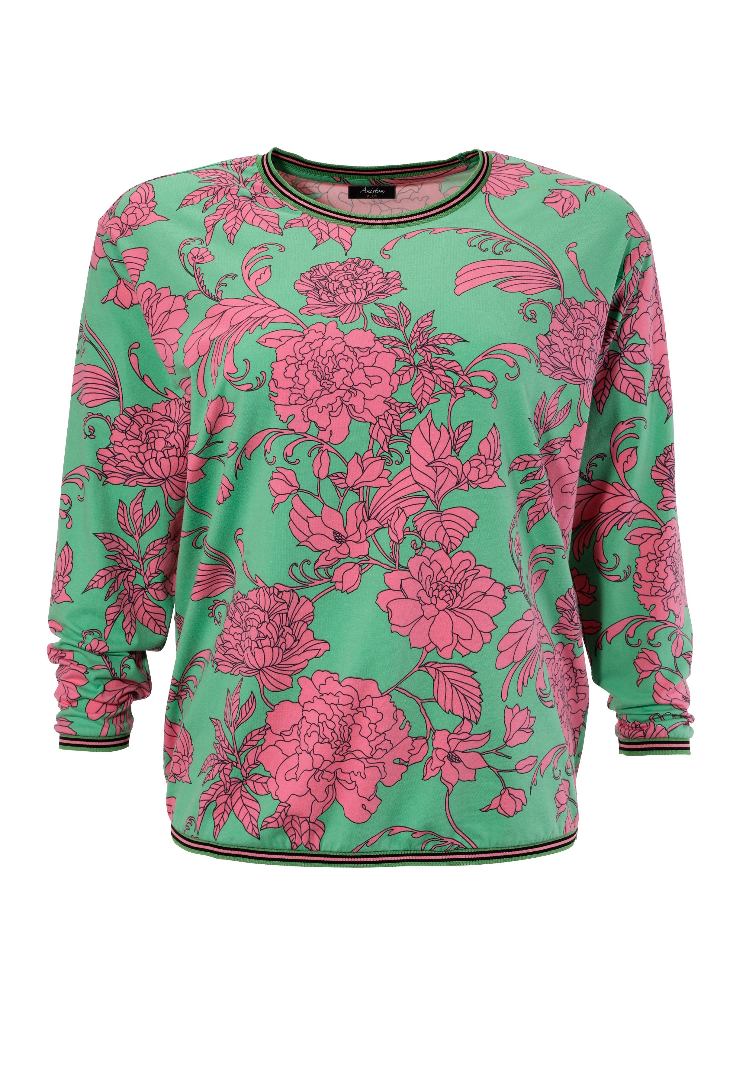 Aniston PLUS Sweatshirt met grootformaat, grafische bloemen bedrukt - nieuwe collectie