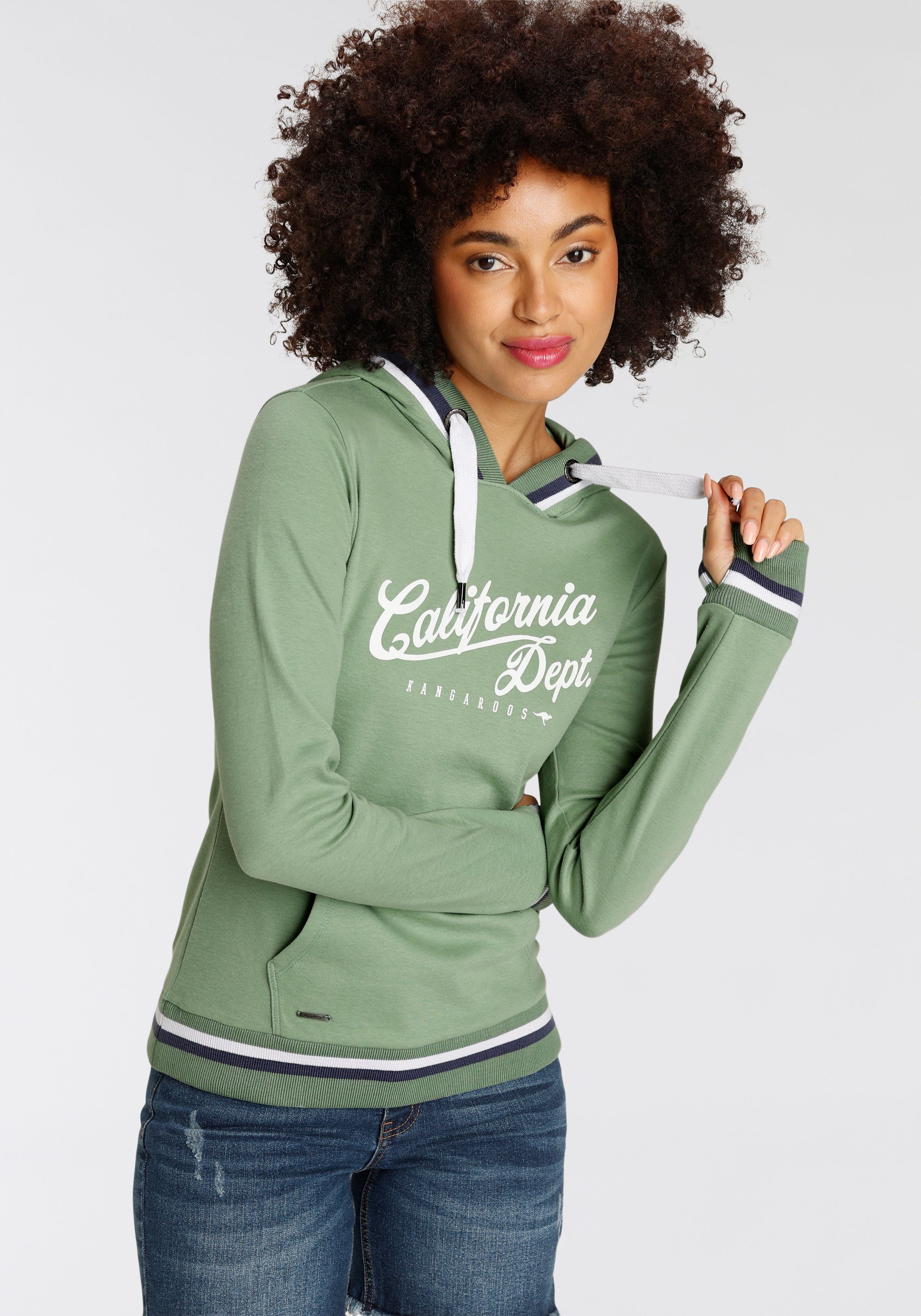 KangaROOS Hoodie Lange mouwen, figuurvolgend, met capuchon, van katoen