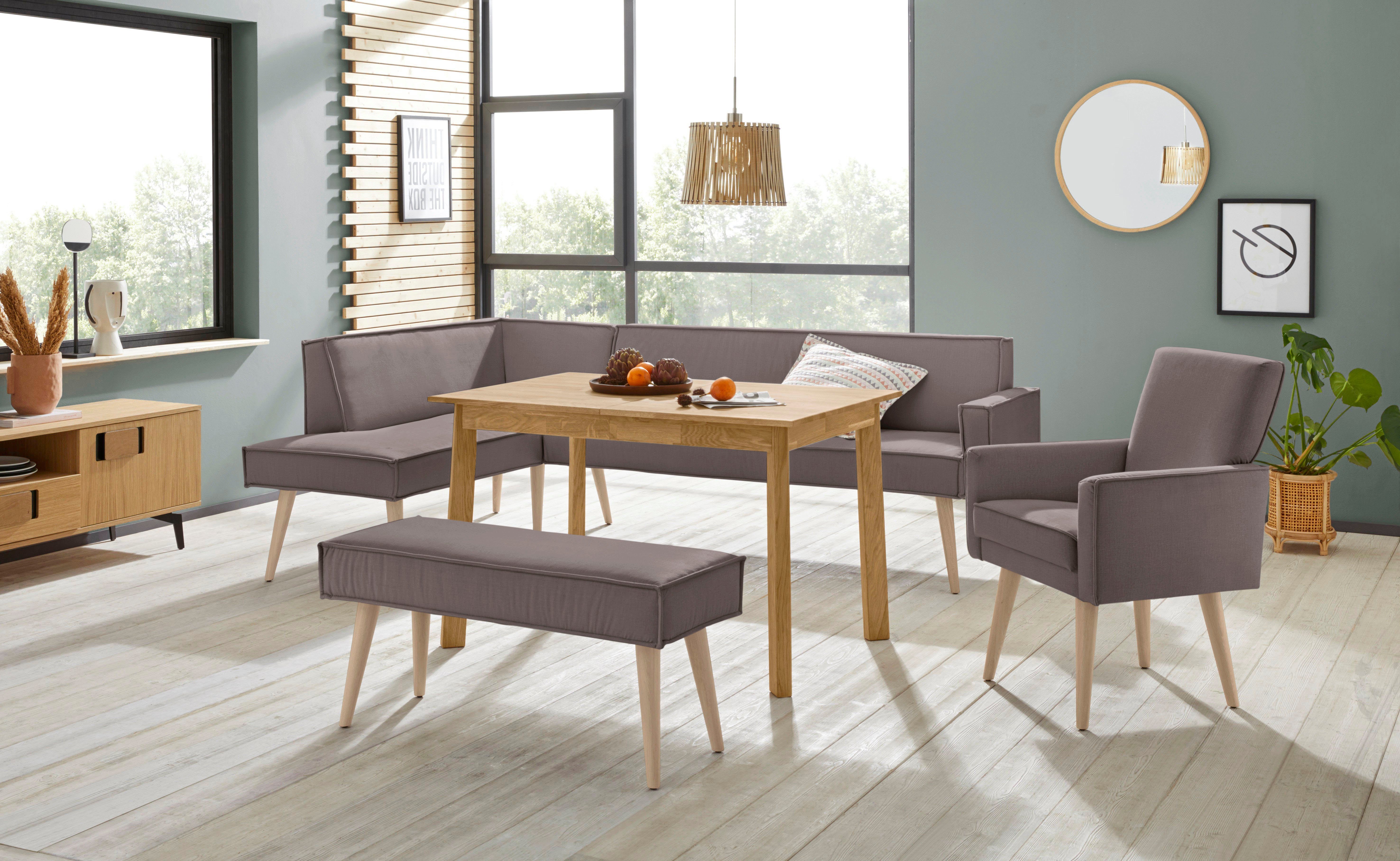exxpo - sofa fashion Hoekbank Lungo, moderne paspelnaad, comfortabel en elegant, hoge houten voet