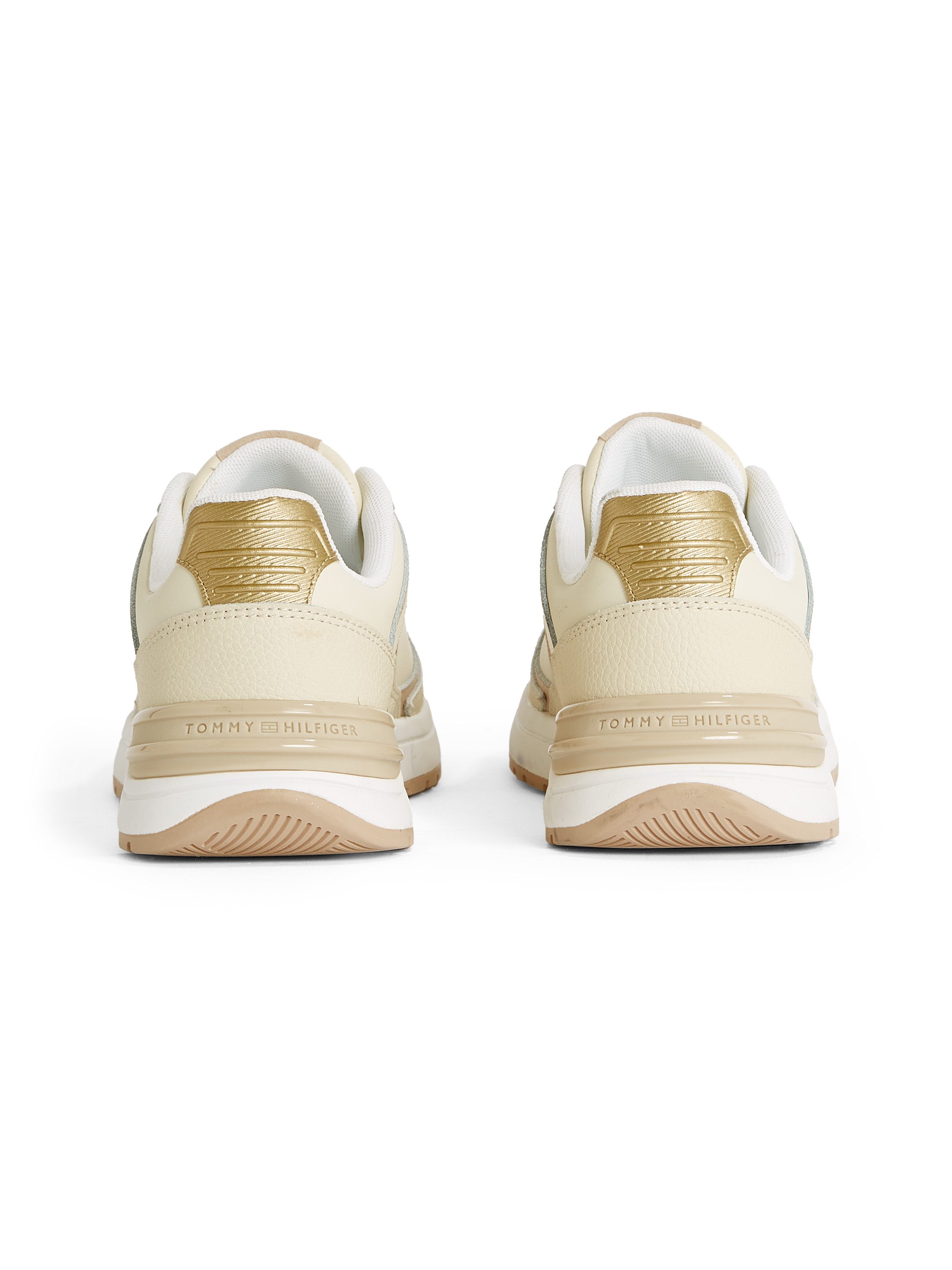 Tommy Hilfiger Sneakers met sleehak CASUAL FASHION RUNNER LTHR vrijetijdsschoen, lage schoen, veterschoen met contrast bies