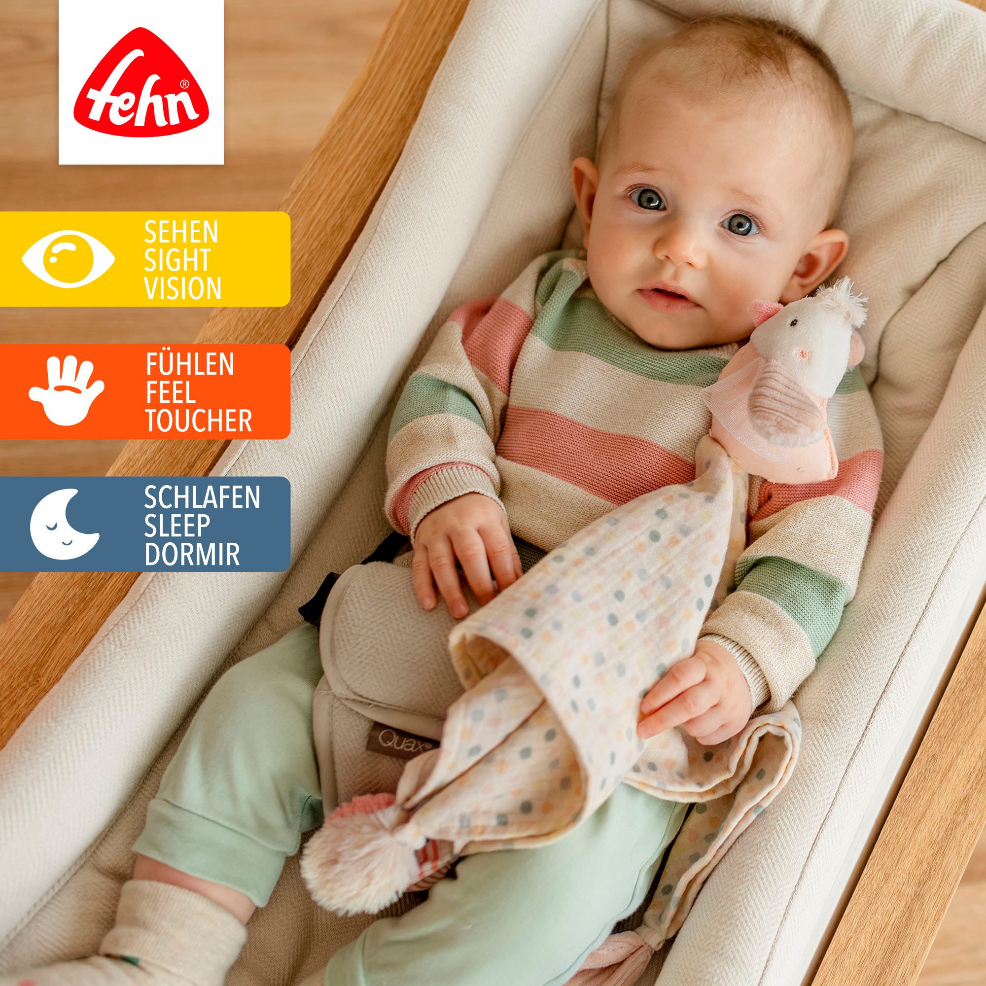 Fehn Knuffeldoek FeehnLAND, mousseline Vogel