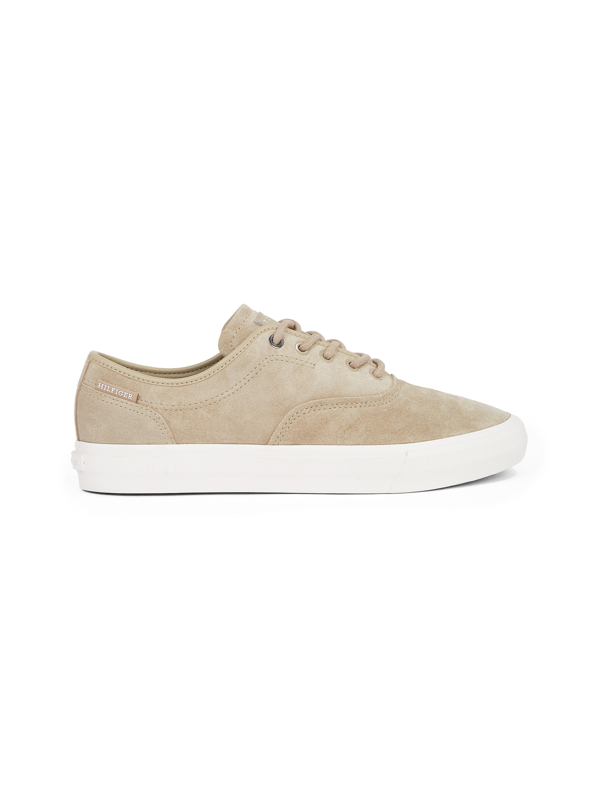 Tommy Hilfiger Plateausneakers TH HI VULC LOW OXFORD SUEDE , vrijetijdsschoen, lage schoen, veterschoen met label op de hiel