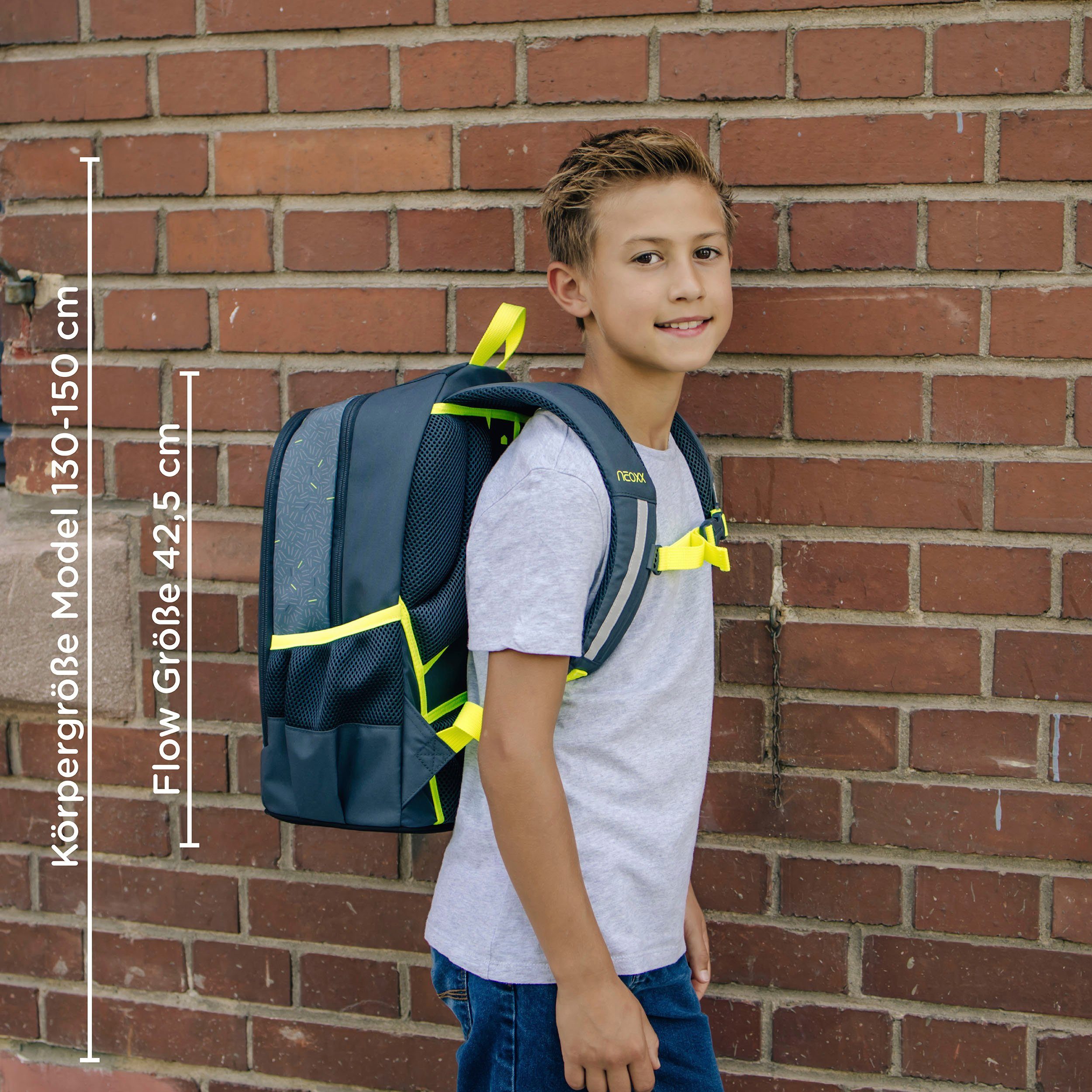 neoxx Schoolrugzak Flow, Boom gedeeltelijk van gerecycled materiaal