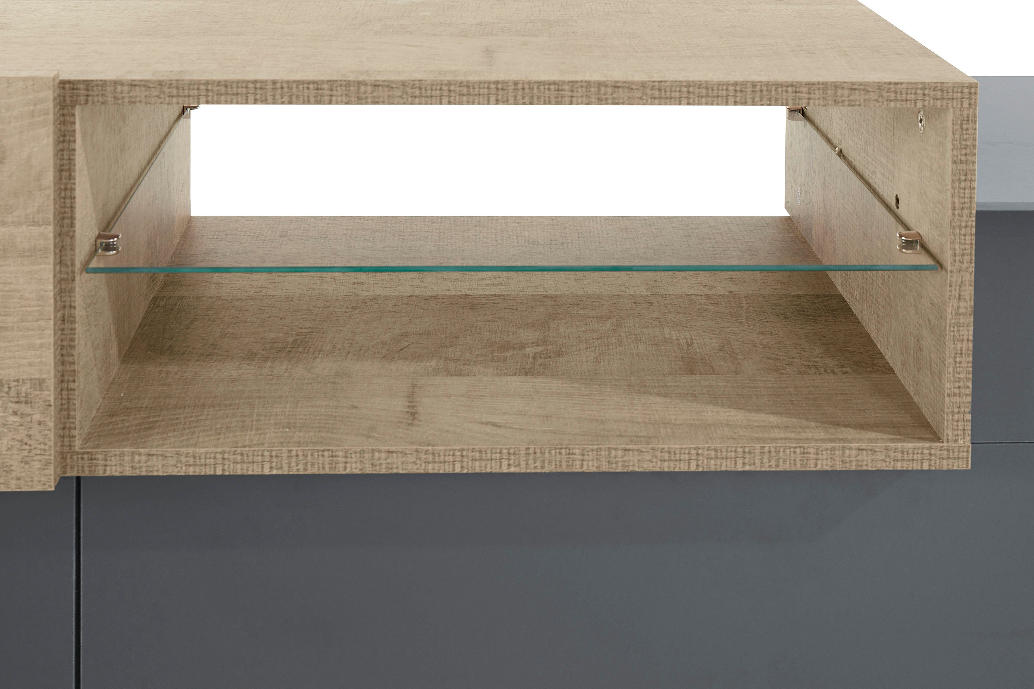 INOSIGN Tv-meubel Coro, lowboard, TV-commode, TV-meubelen, TV-bank met 2 kleppen, 1 deur, 1 glazen plank, breedte 160