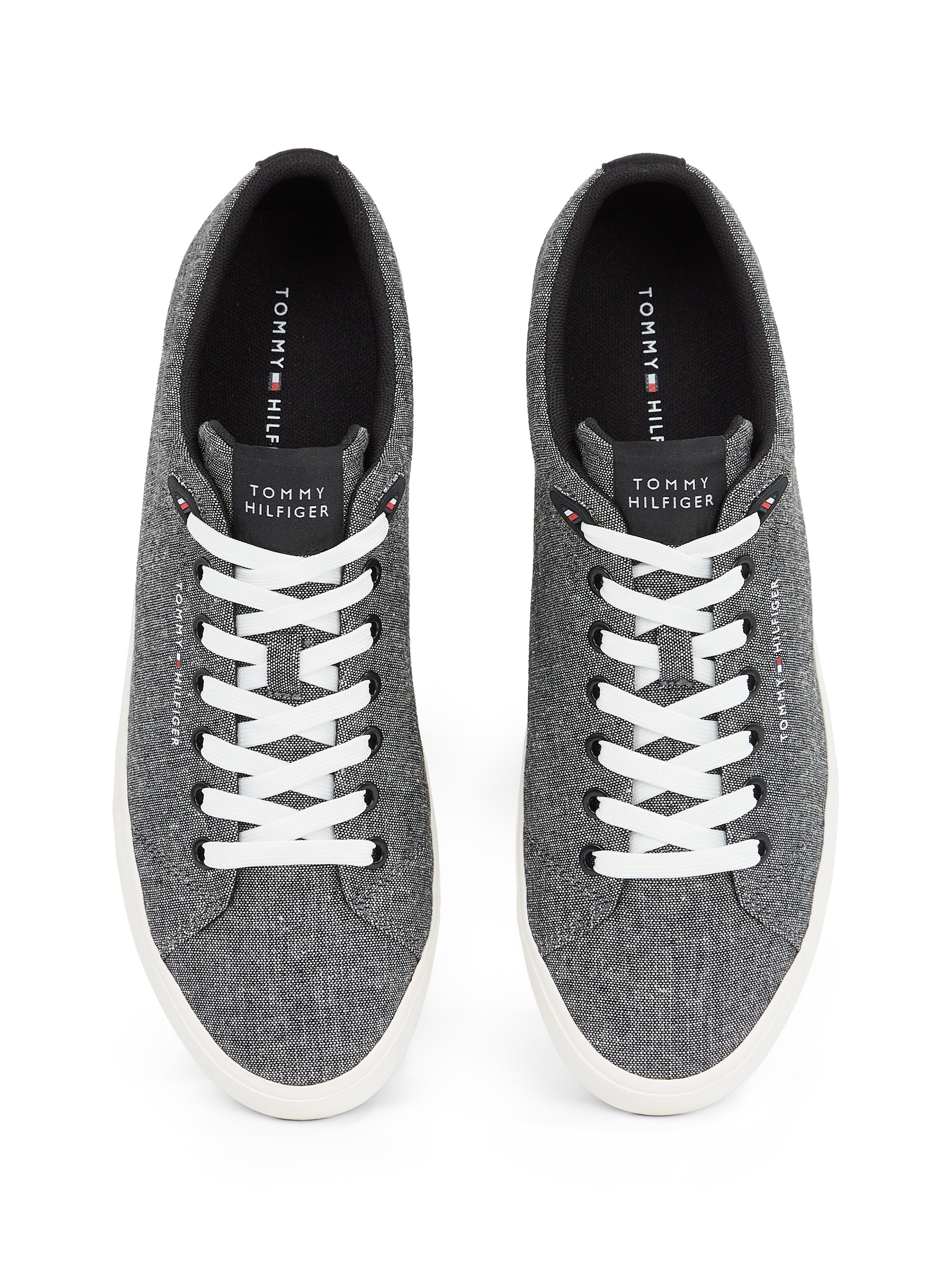 Tommy Hilfiger Plateausneakers TH HI VULC LOW CORE CHAMBRAY , vrijetijdsschoen, lage schoen, veterschoen in gemêleerde look