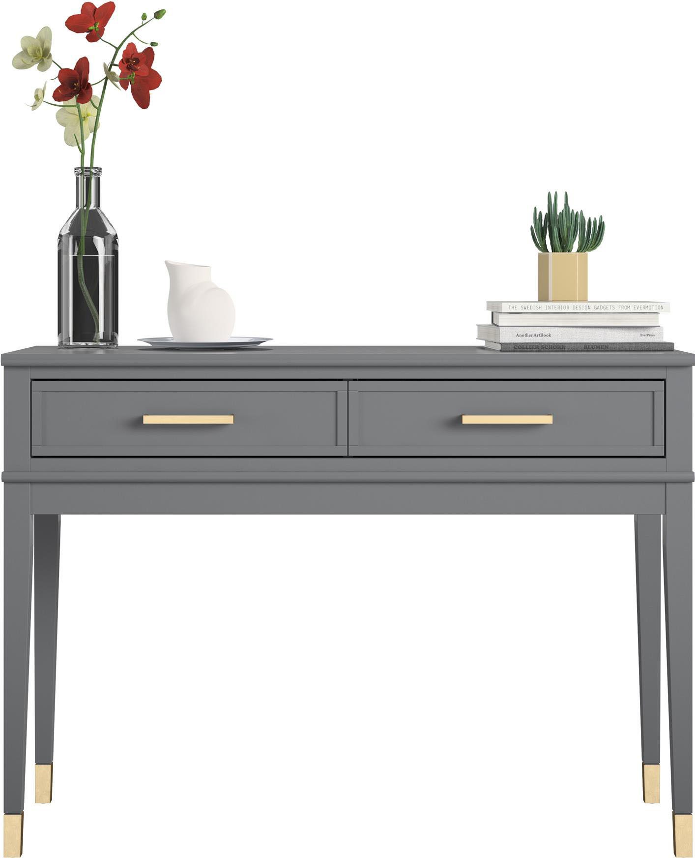 CosmoLiving by Cosmopolitan Sidetable Westerleigh met 2 laden, onderhoudsvriendelijk mdf, massief houten poten, hoogte 76 cm (1 stuk)