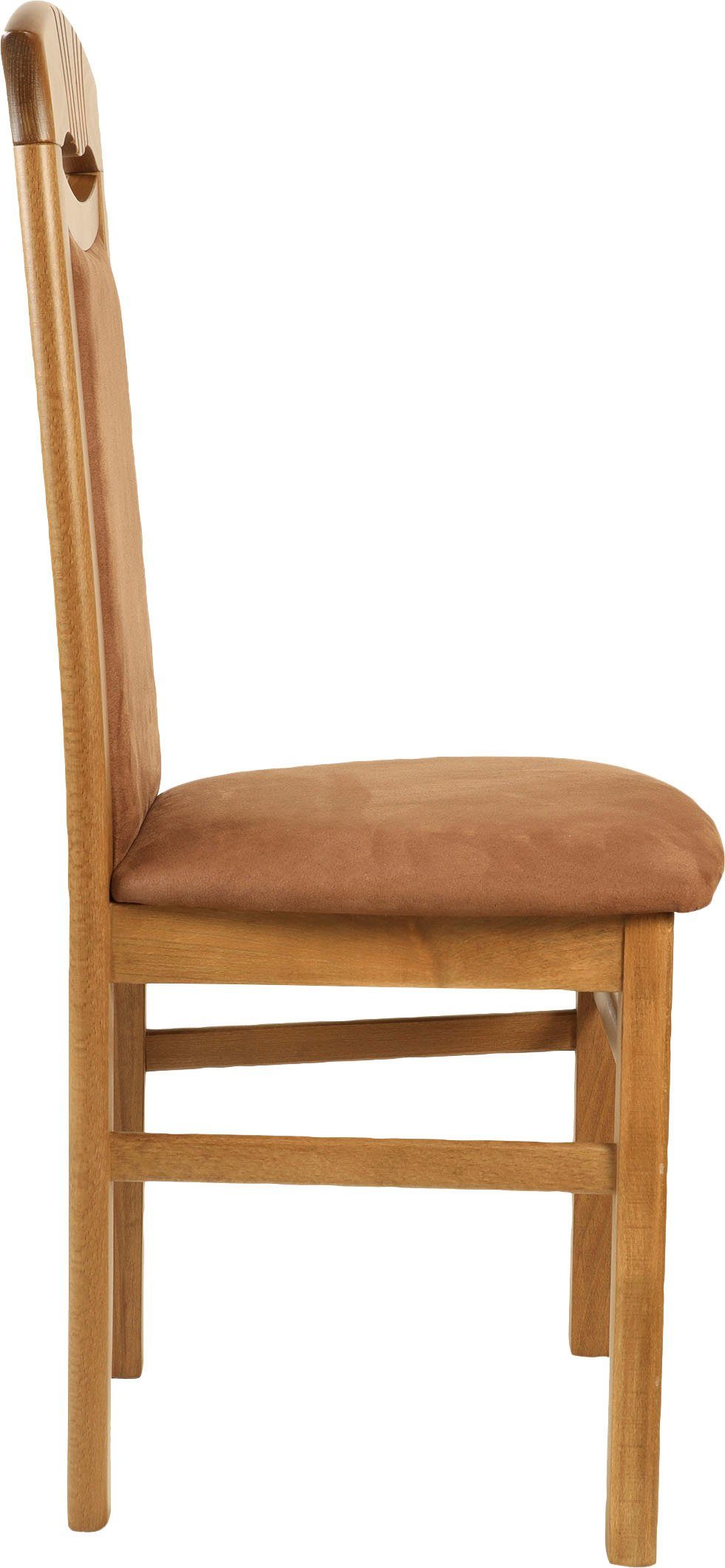 Home affaire Eetkamerstoel Franz slijtvast microvezel, onderstel beuken naturel of wit, houten stoel (set, 2 stuks)