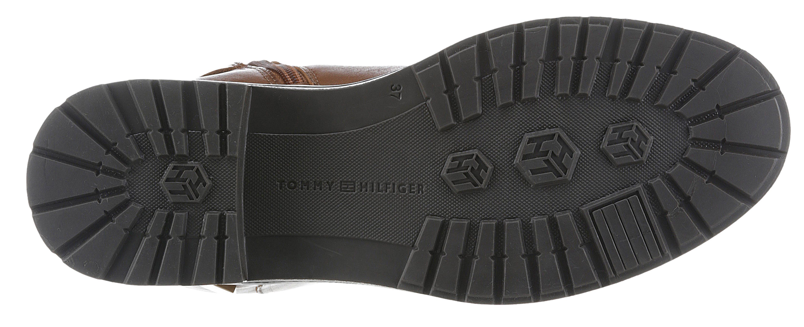Tommy Hilfiger Laarzen TH LOGO LEATHER LONG BOOT hakken, zakelijke laarzen met sierbandje achter