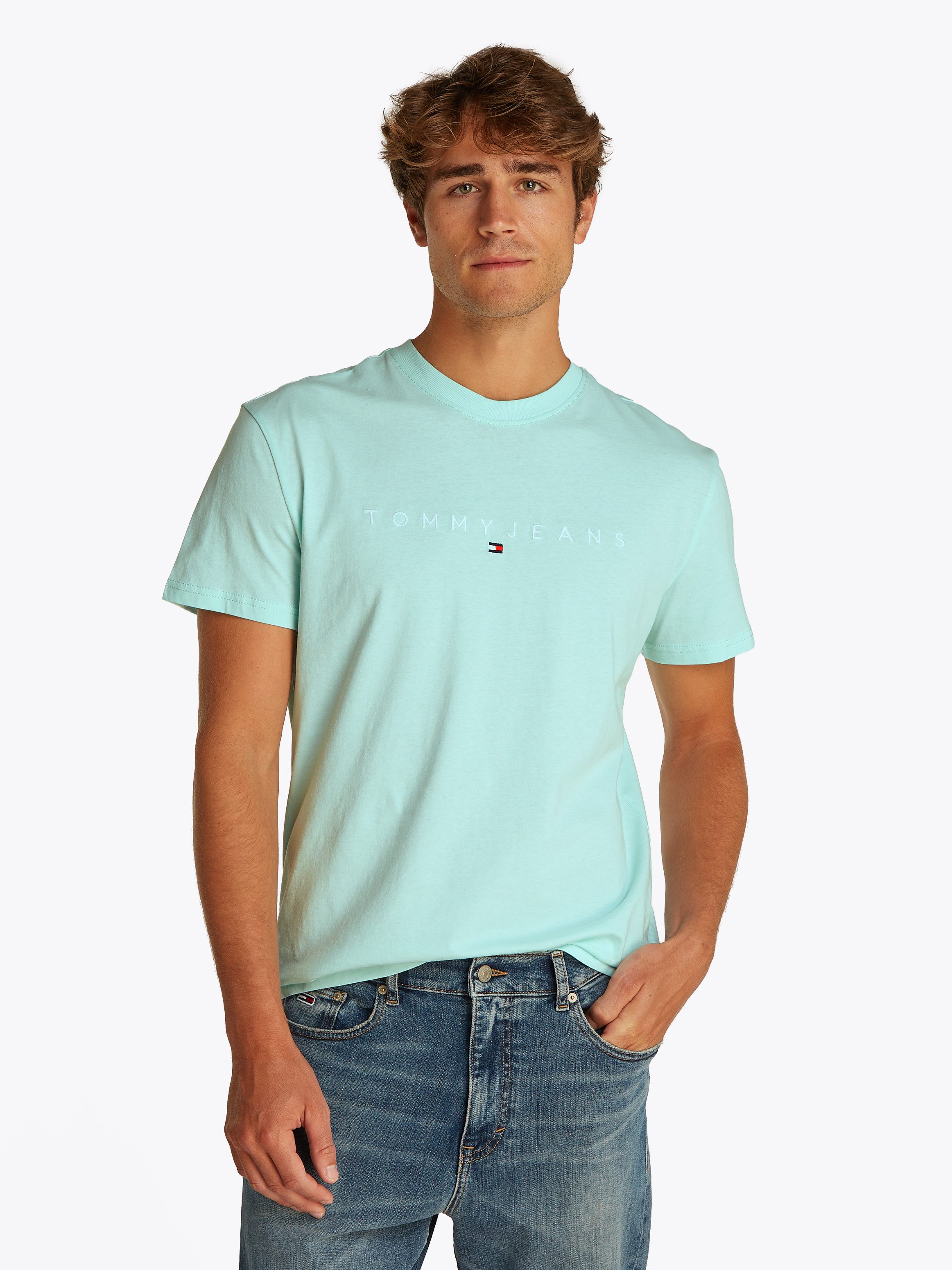 TOMMY JEANS T-shirt TJM REG LINEAR LOGO TEE EXT heren t-shirts maat XXL groen