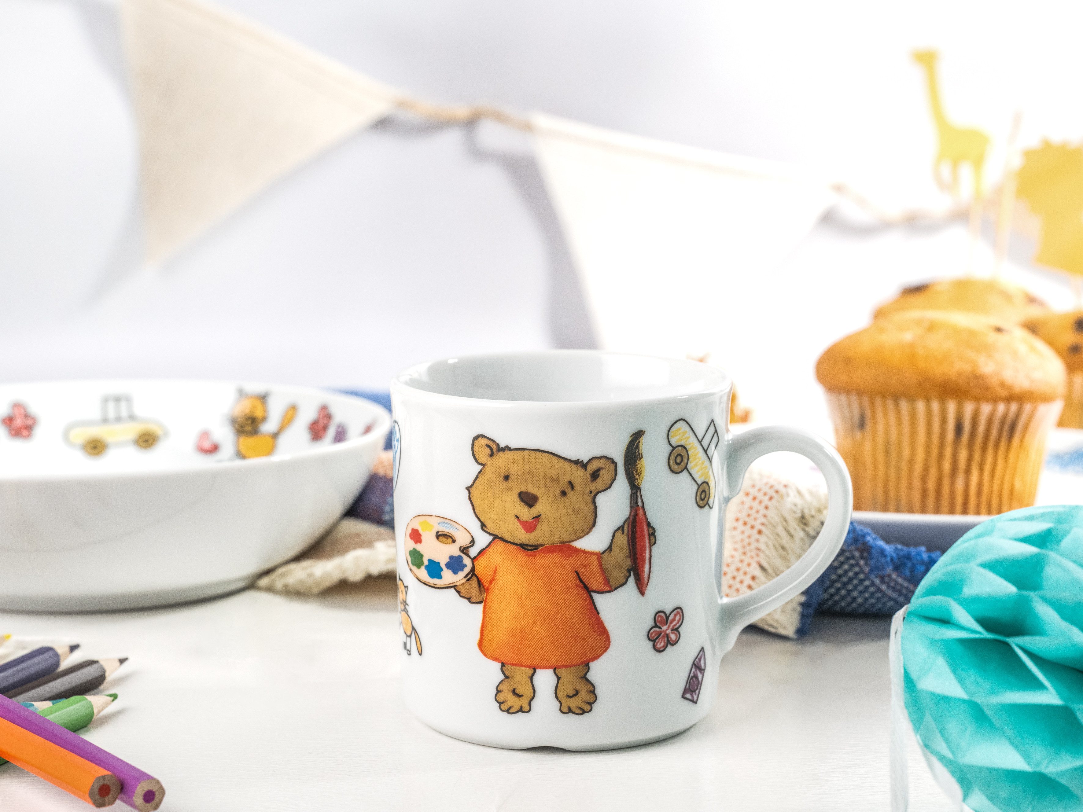 CreaTable Kinderservies-set Teddy Made in Europe, 3 delen, voor 1 persoon (set, 3-delig)