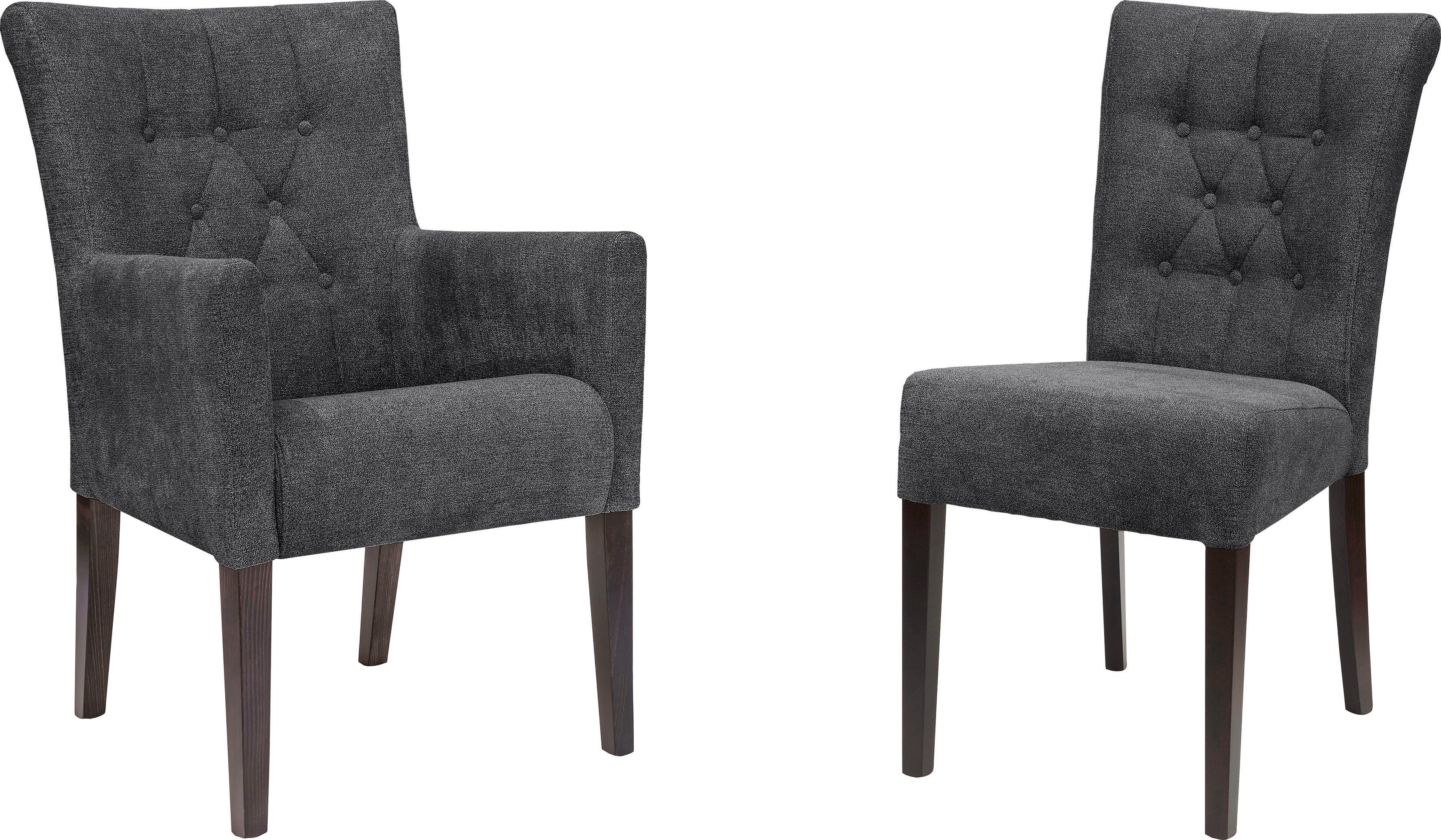 Home affaire Eetkamerstoel Queen BESTSELLER Gestoffeerde stoel met knoopdetails, set van 2, 4 of 6