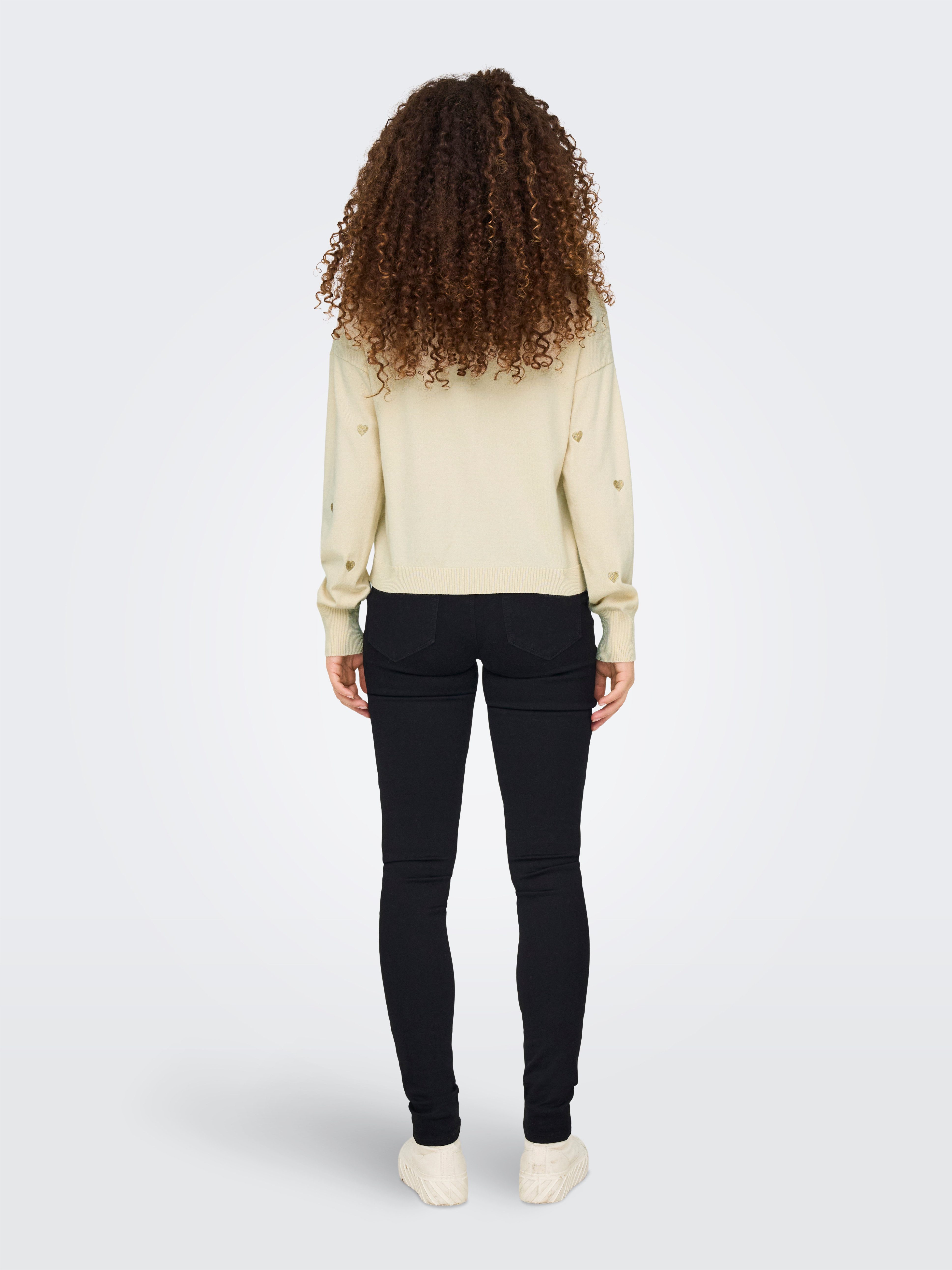 Only Gebreide trui ONLTIBA LS HEART V-NECK CS KNT