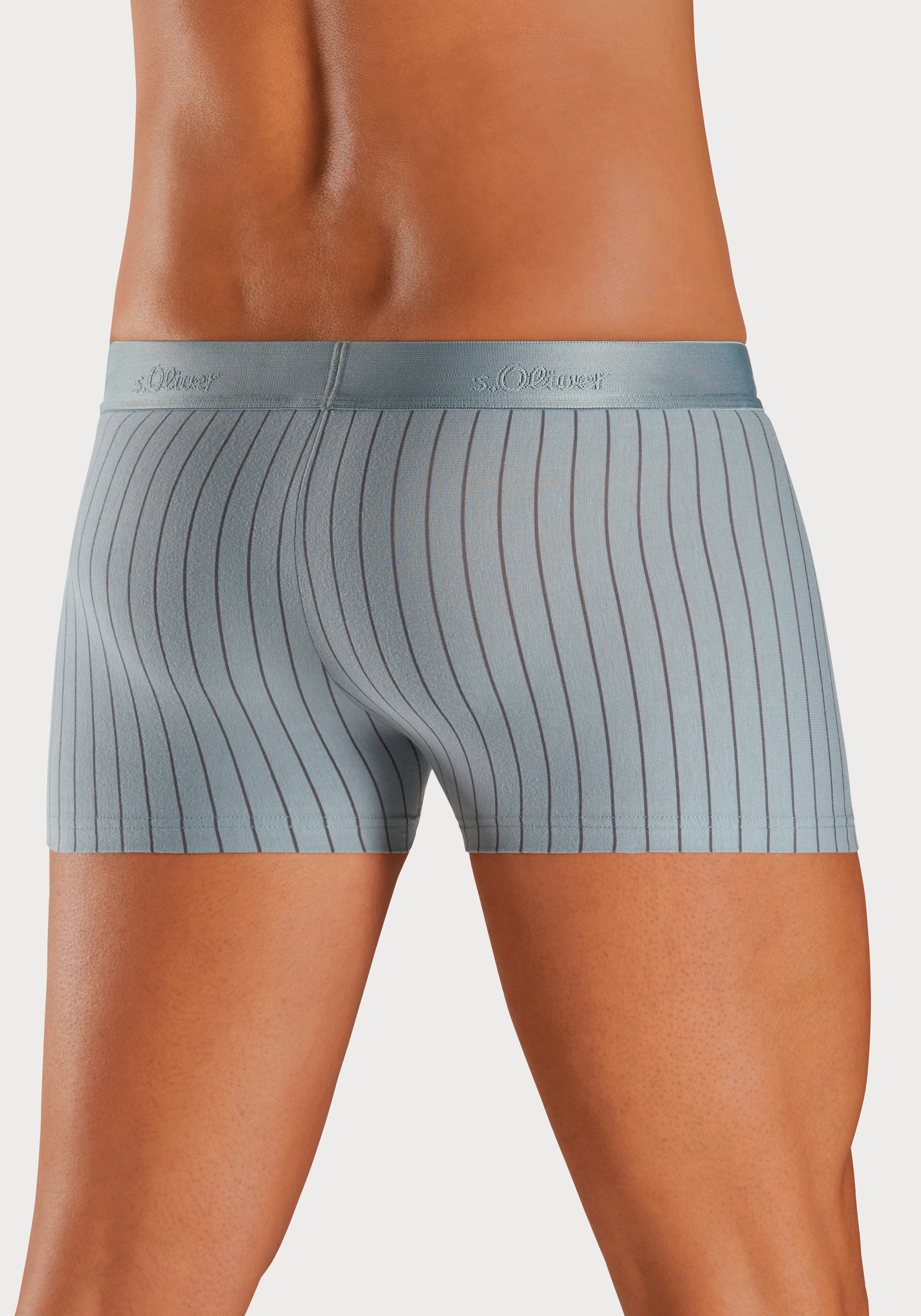 s.Oliver RED LABEL Beachwear Boxershort voor heren in strepen en uni van katoenmix (set 3 stuks)
