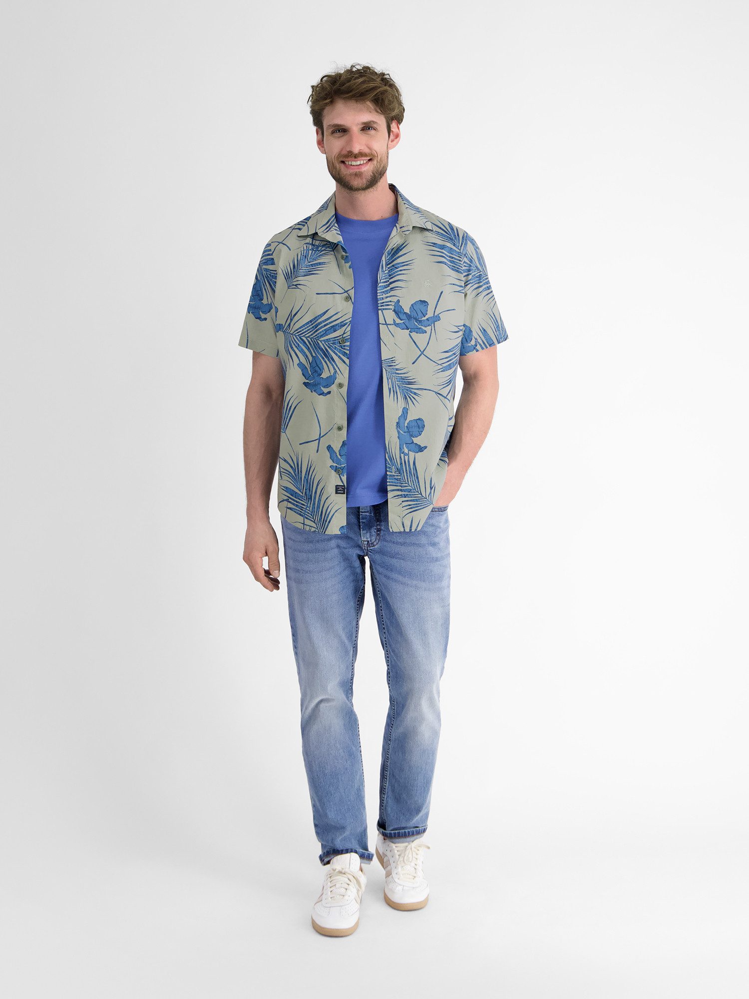 Lerros Overhemd met korte mouwen LERROS kortarmig heren overhemd, Hawaiian-stijl