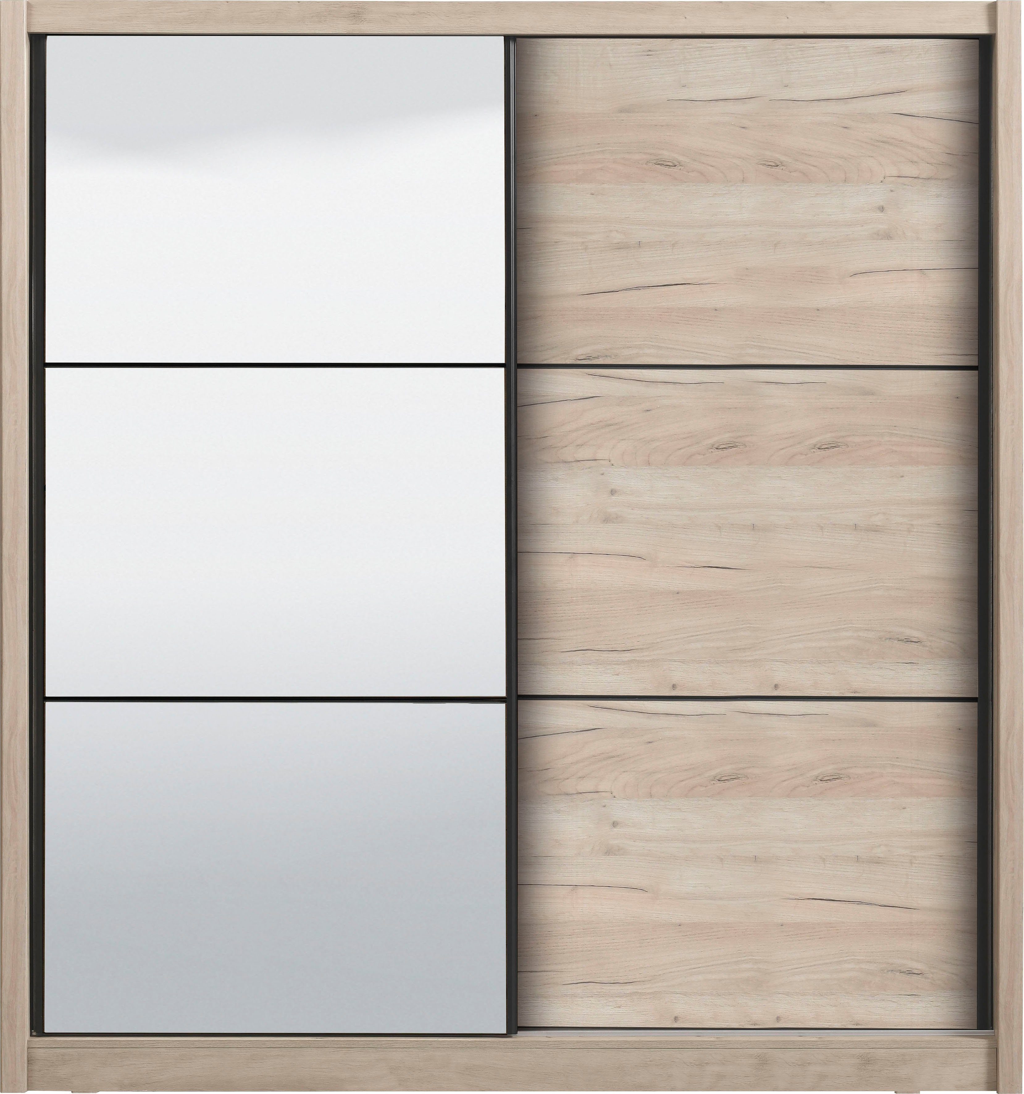 INOSIGN Zweefdeurkast Navara kledingkast met spiegel linnenkast garderobe met royale binnenuitrusting, fsc®-gecertificeerd, in 3 breedtes